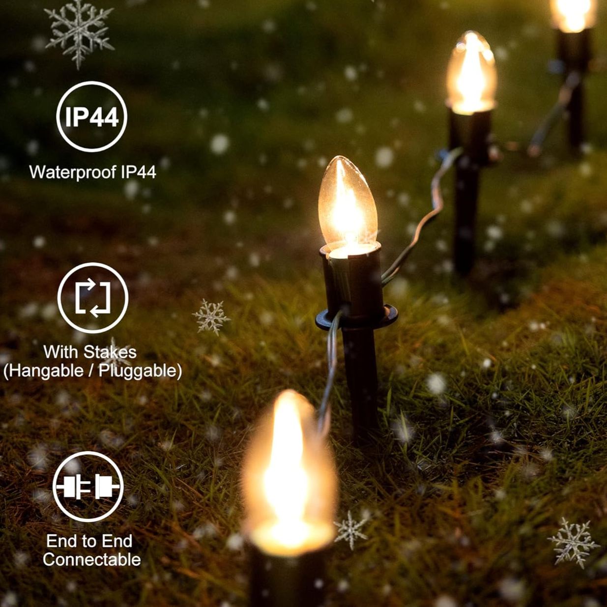 Set of 12 Outdoor Christmas Pathway Lights with Stakes