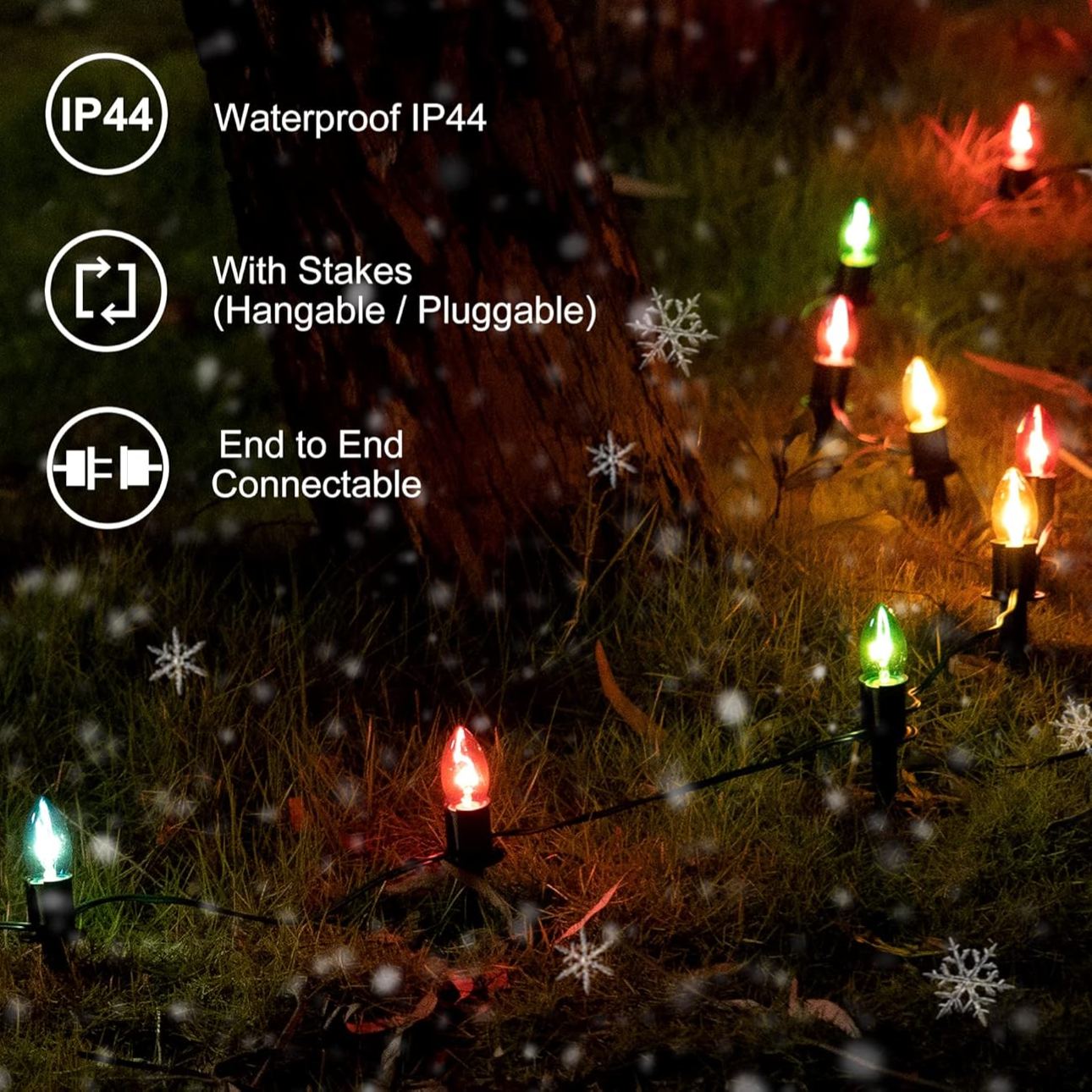 Set of 12 Outdoor Christmas Pathway Lights with Stakes