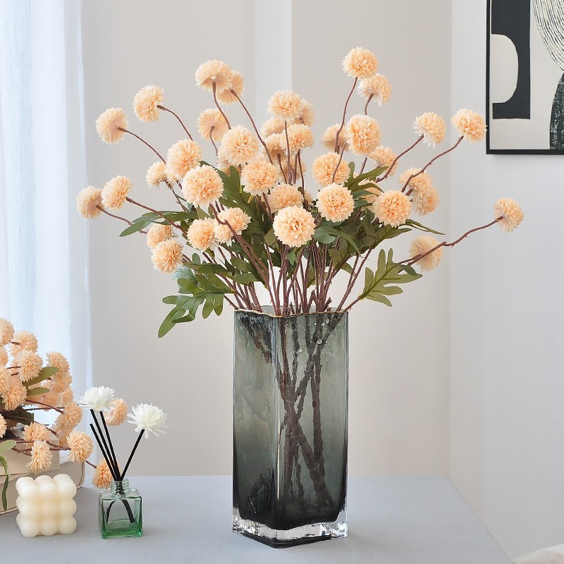 20" Artificial Pompom Flower Stems for Vase Arrangements