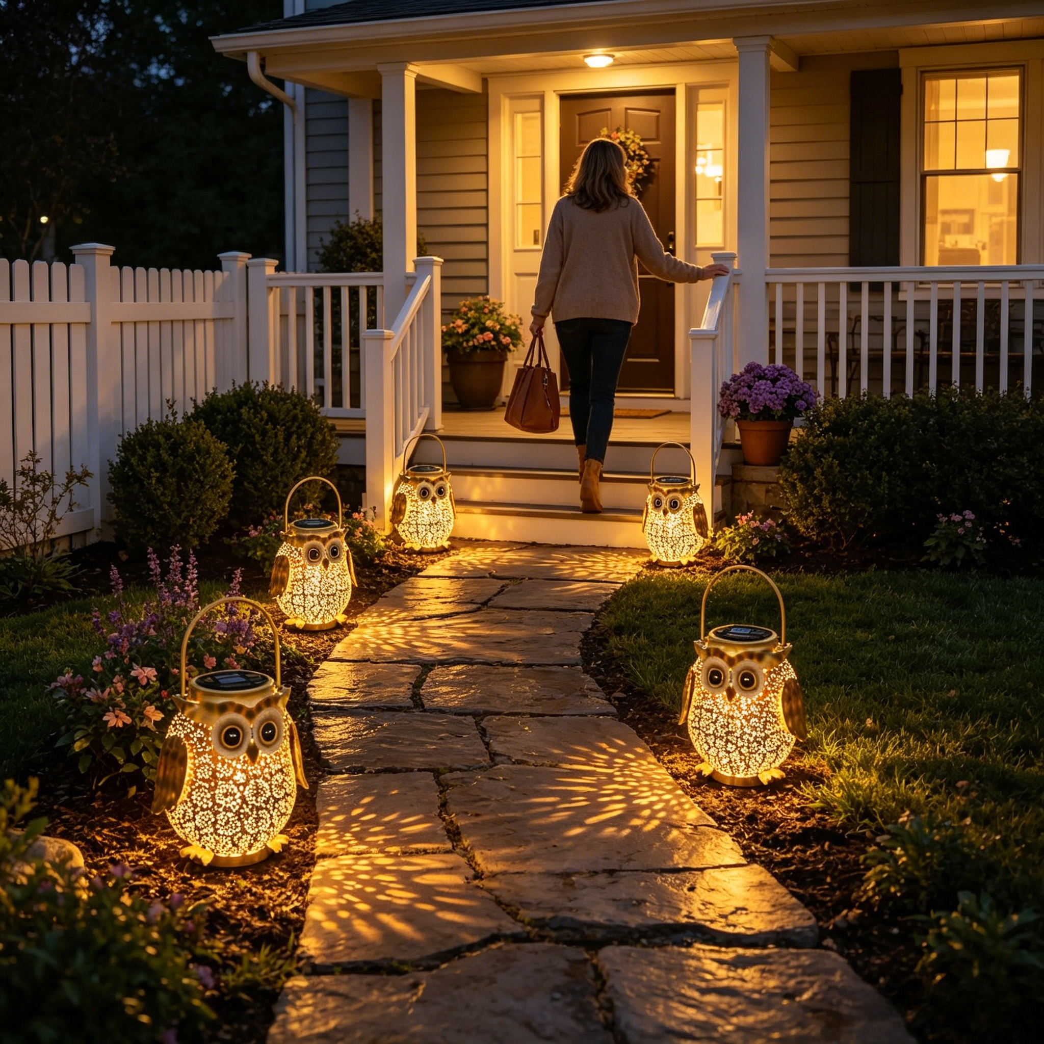Golden Glow Owl Solar Lantern