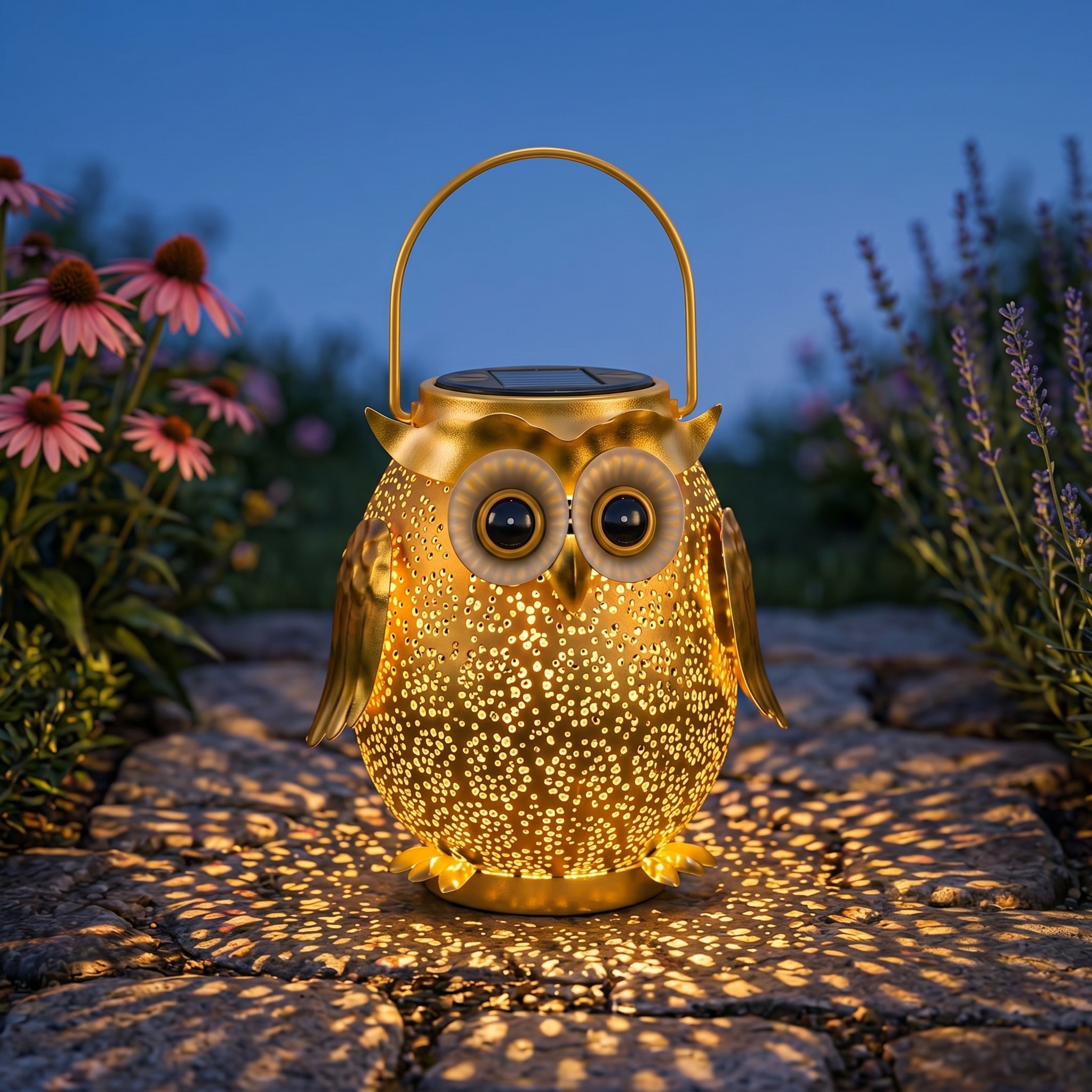 Golden Glow Owl Solar Lantern