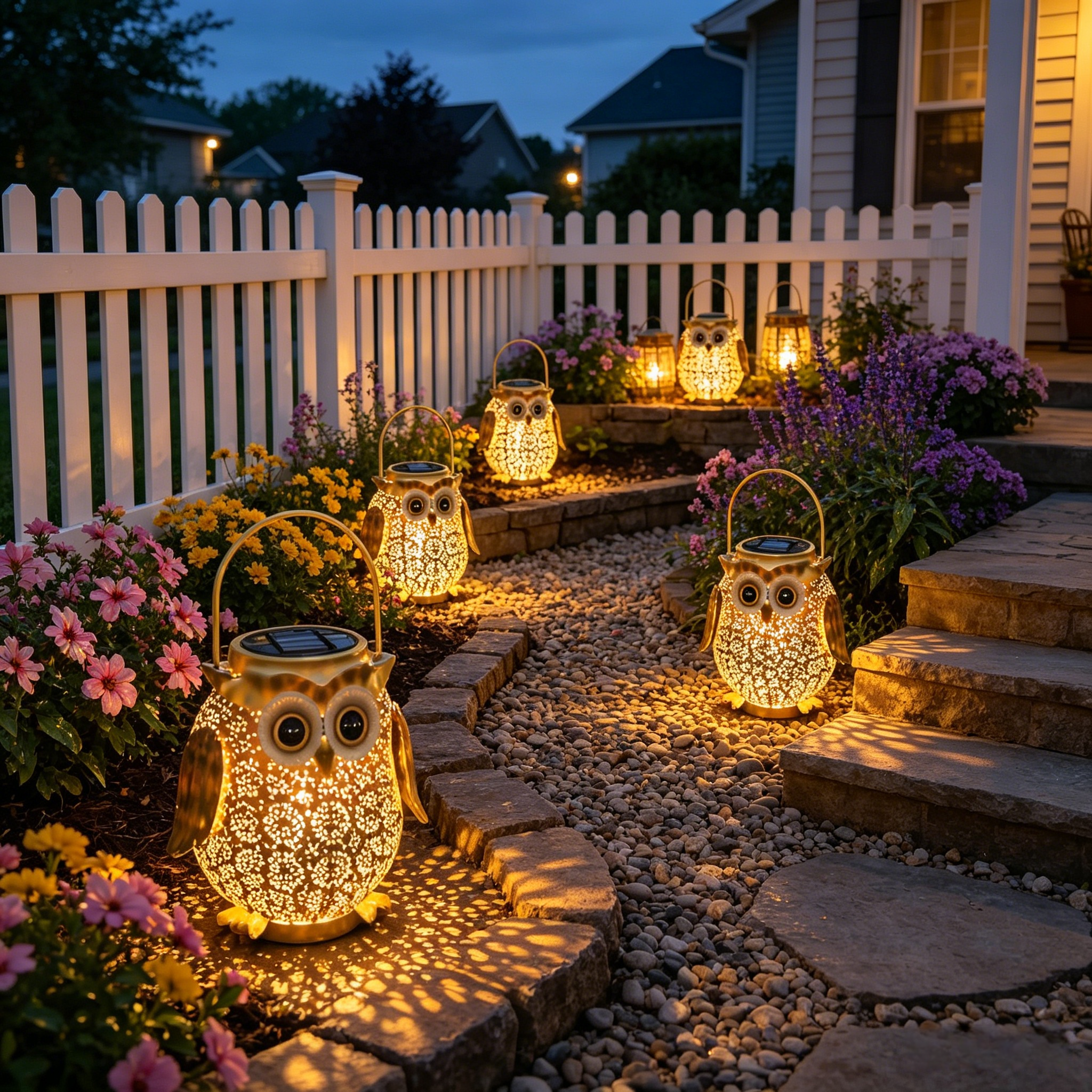 Golden Glow Owl Solar Lantern