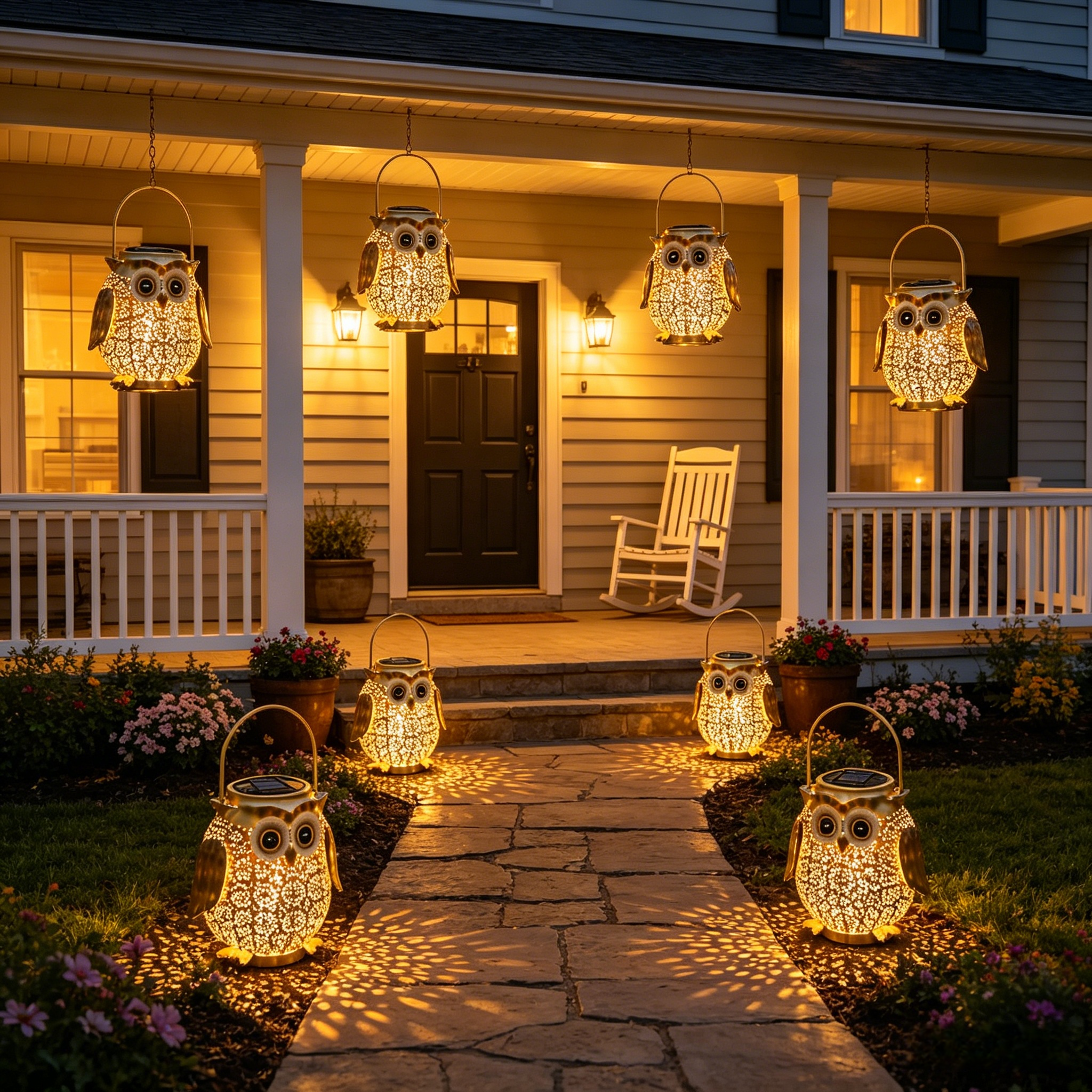 Golden Glow Owl Solar Lantern