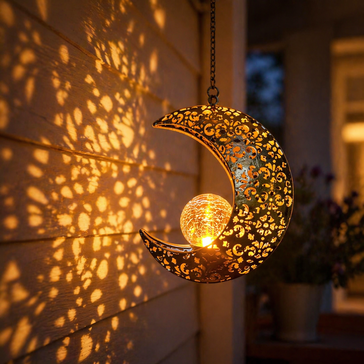 Celestial Glow Solar Sun & Moon Hanging Garden Lanterns