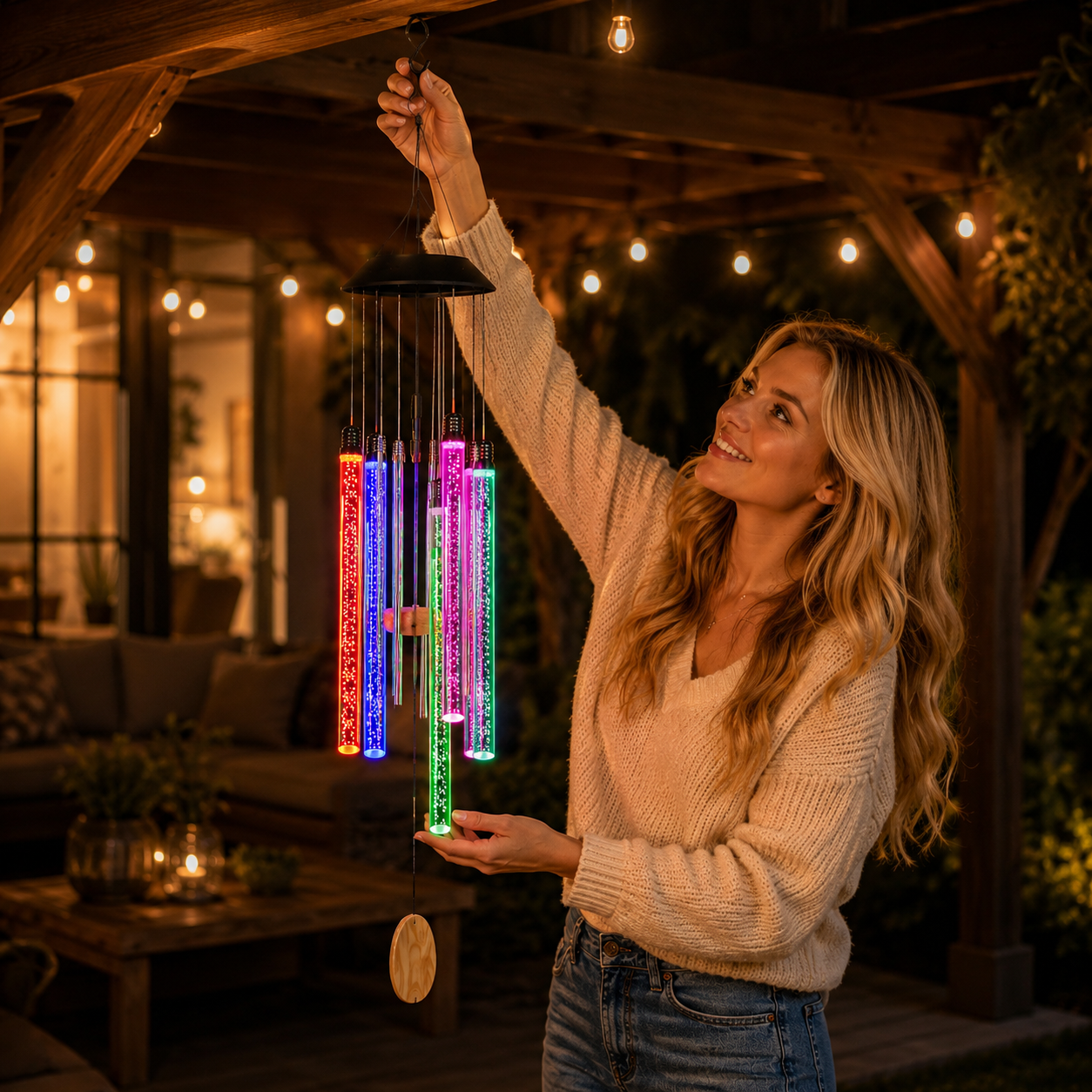 Solar Color-Changing Wind Chimes For Outdoor Garden Decor