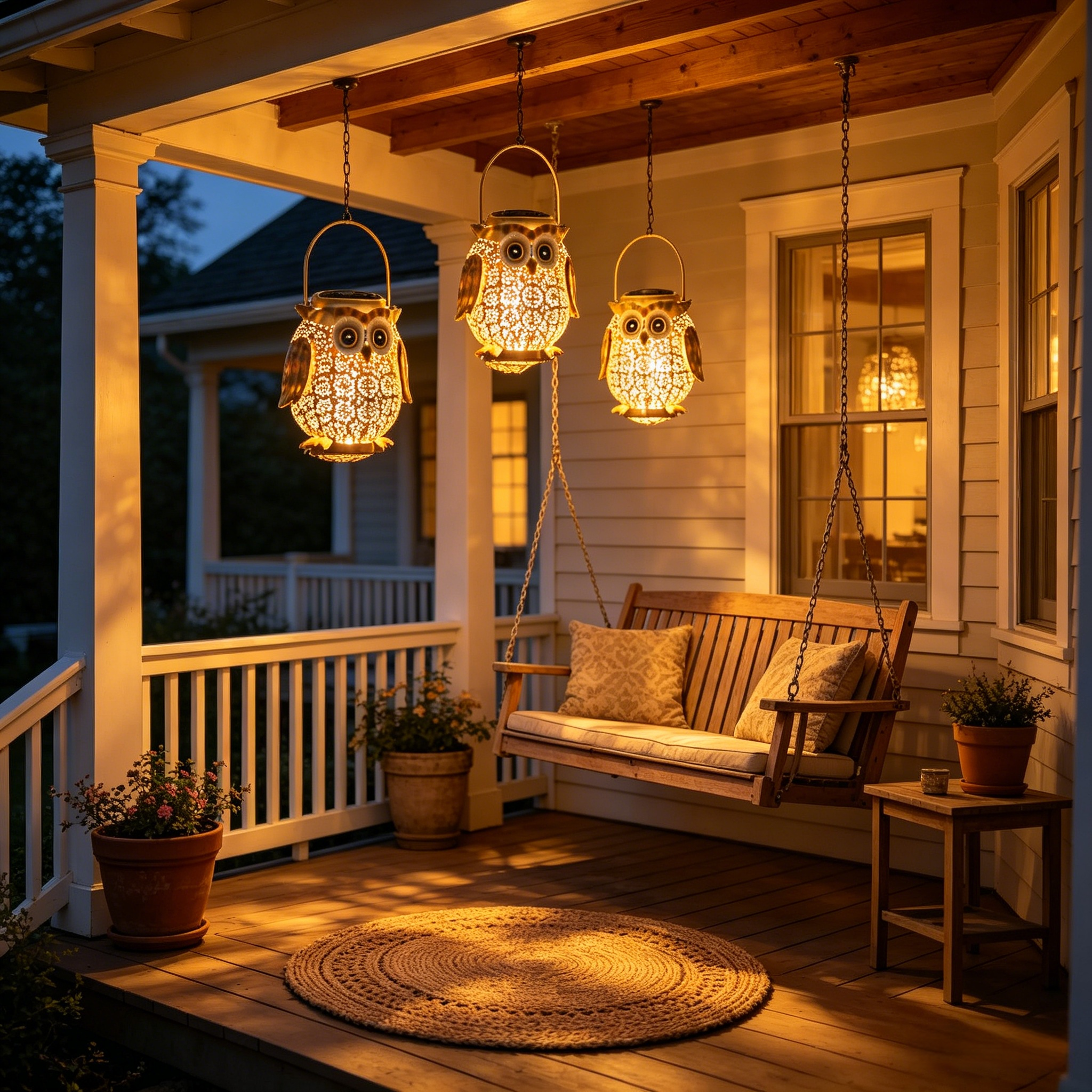 Golden Glow Owl Solar Lantern