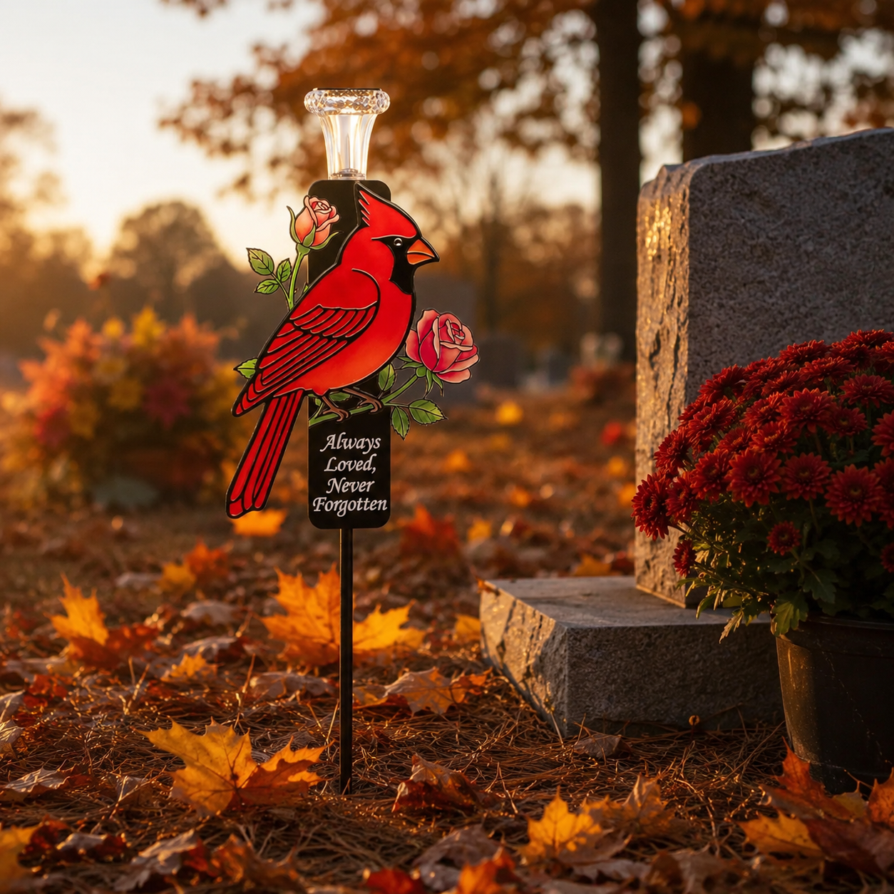 Cardinal Memorial Solar Garden Stake Light