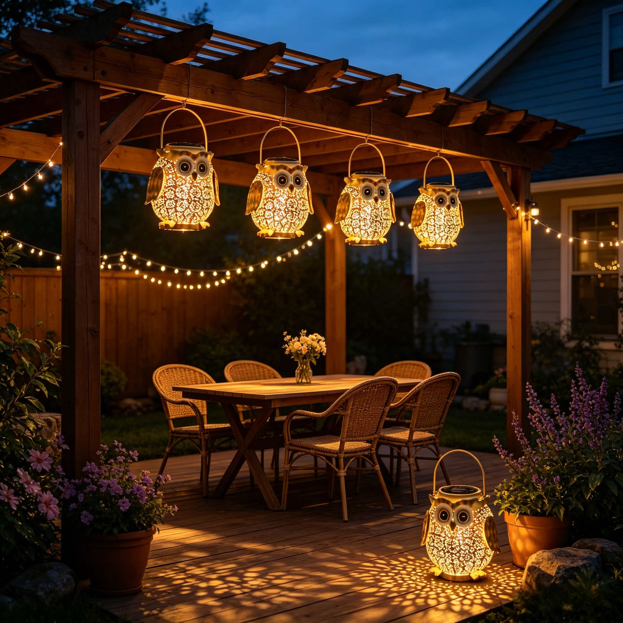 Golden Glow Owl Solar Lantern