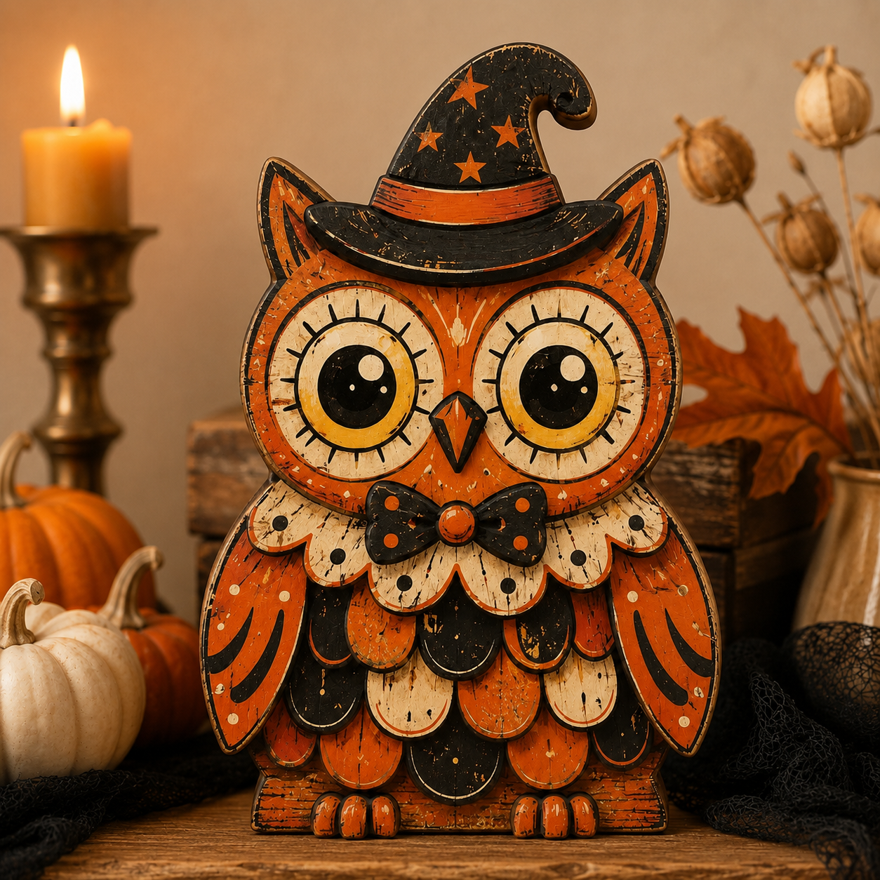 Vintage Halloween Wooden Character Tabletop Decor