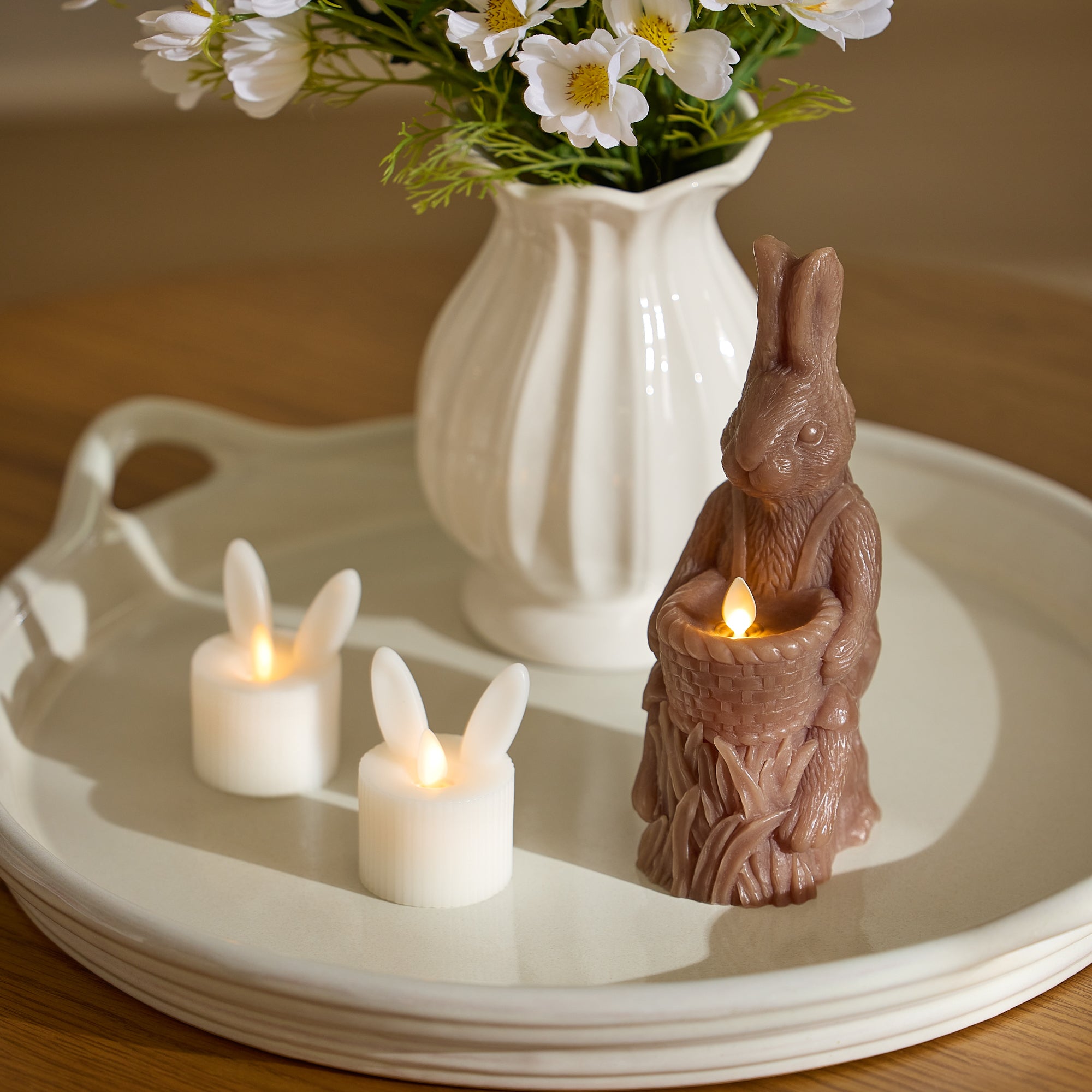 Bunny Basket Flameless Candle – Soft Flickering LED Spring Decor