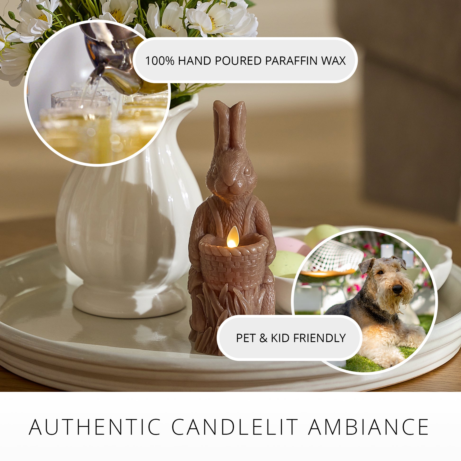 Bunny Basket Flameless Candle – Soft Flickering LED Spring Decor