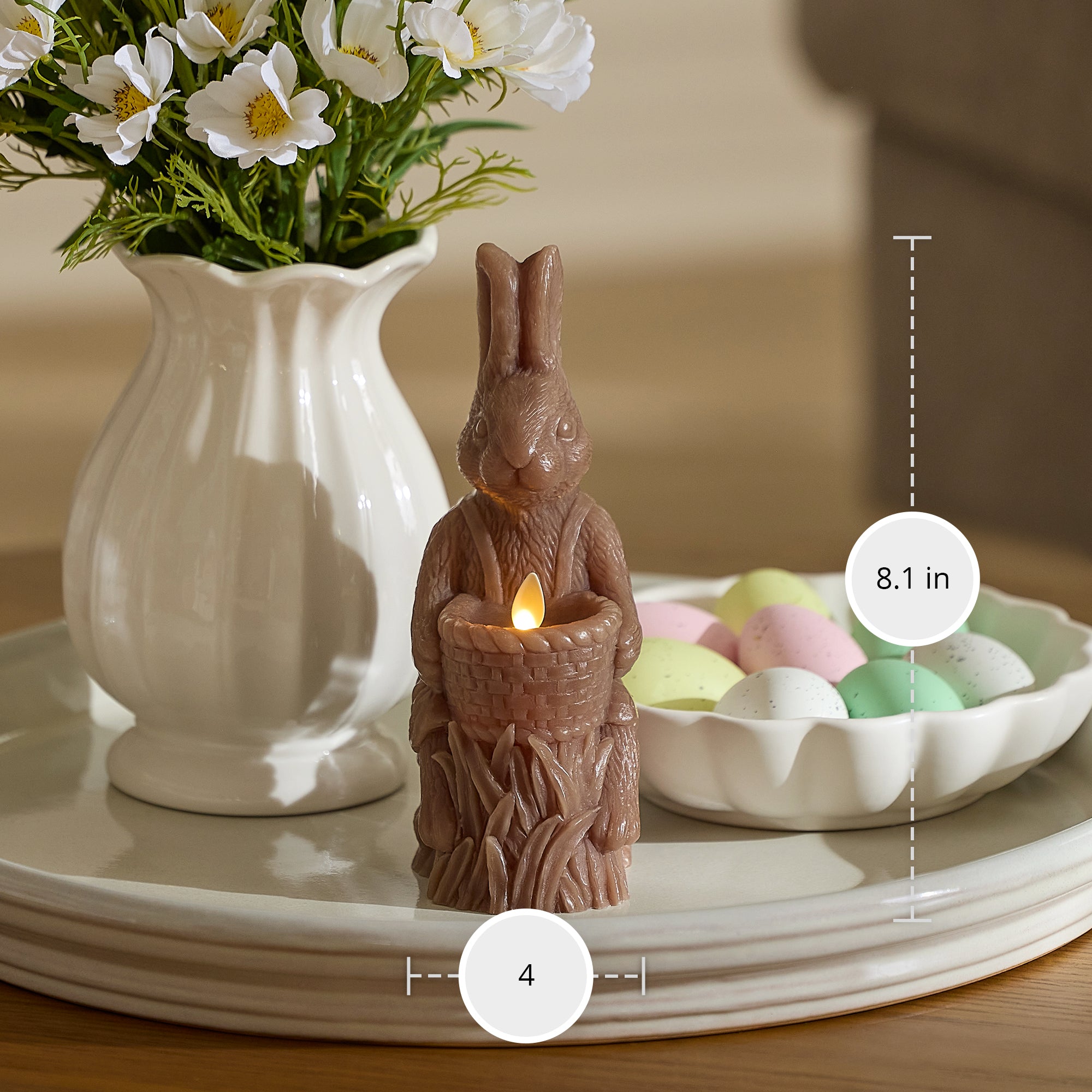 Bunny Basket Flameless Candle – Soft Flickering LED Spring Decor