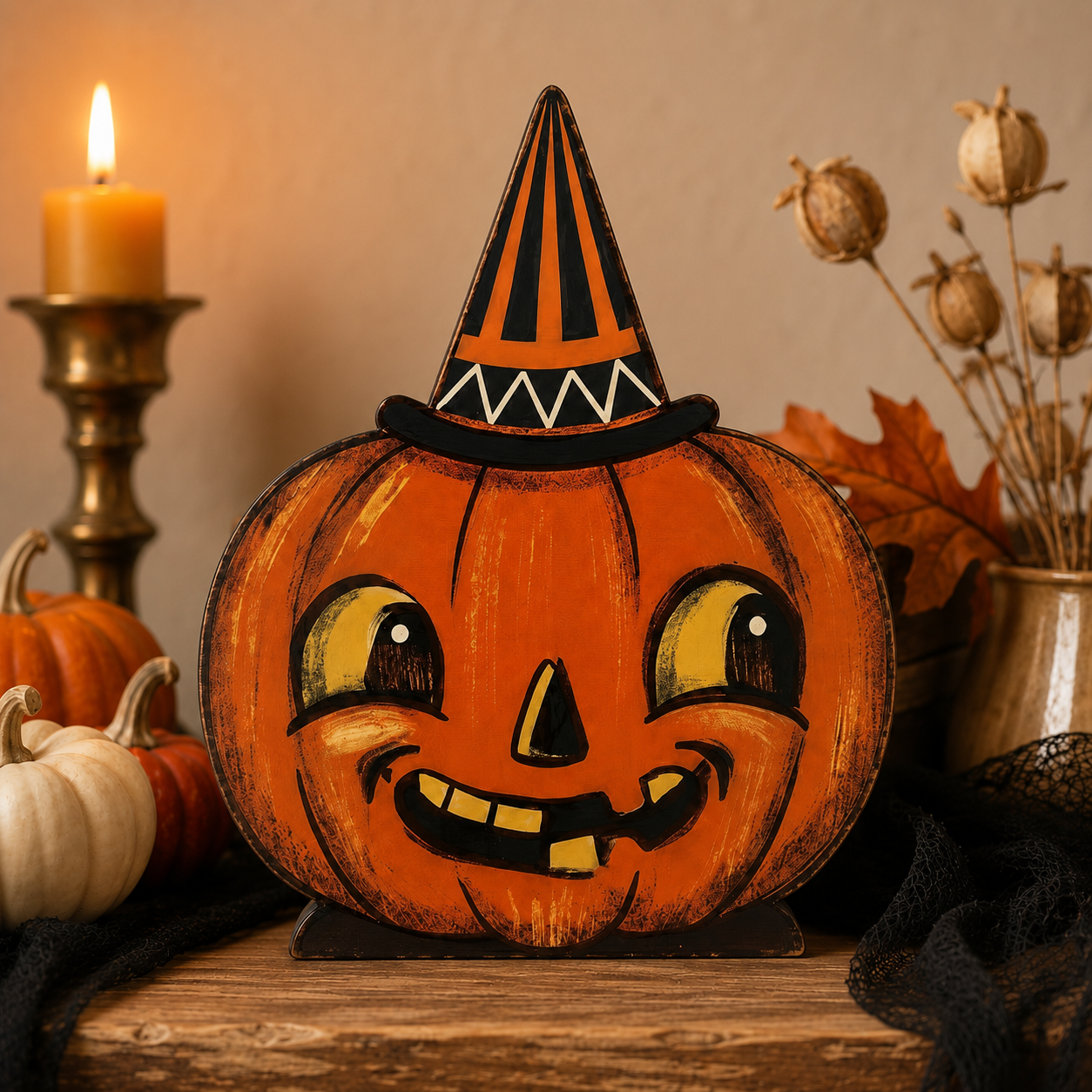 Vintage Halloween Wooden Character Tabletop Decor
