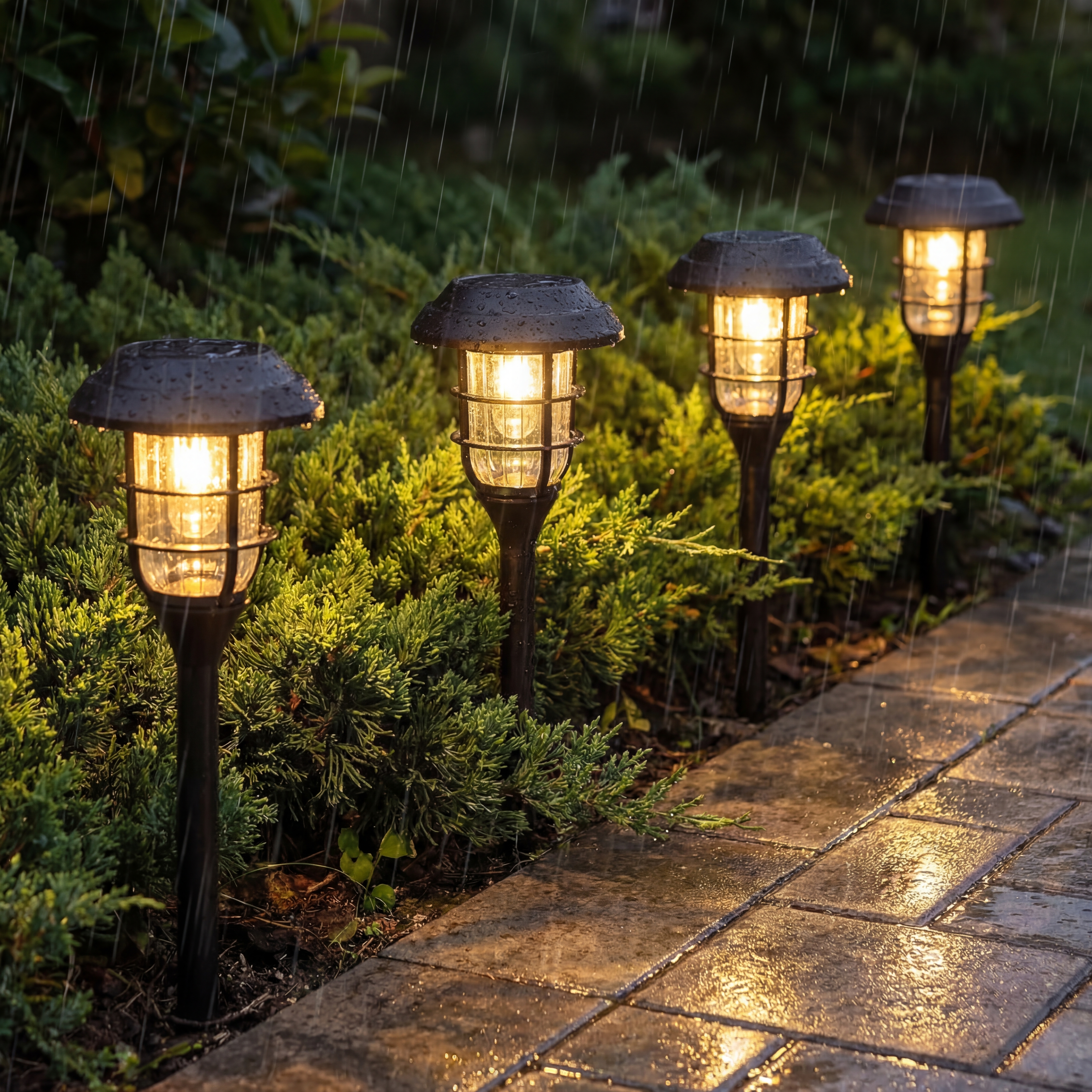 Warm Glow Solar Pathway Lights – Elegant Outdoor Garden Stake Lighting