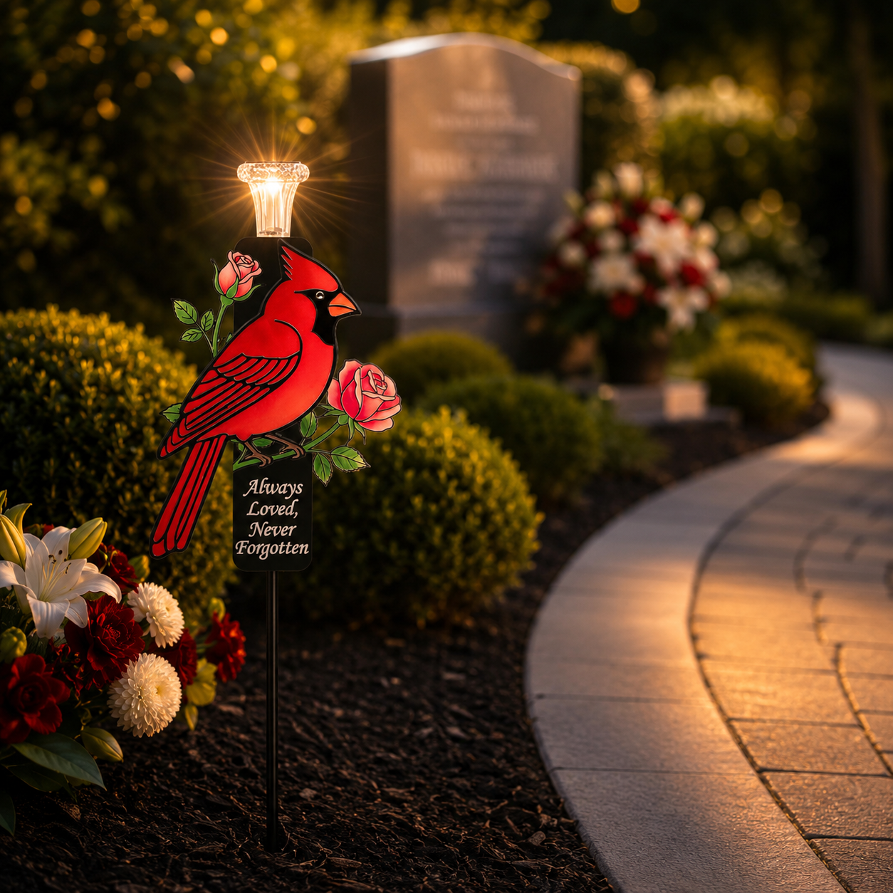 Cardinal Memorial Solar Garden Stake Light