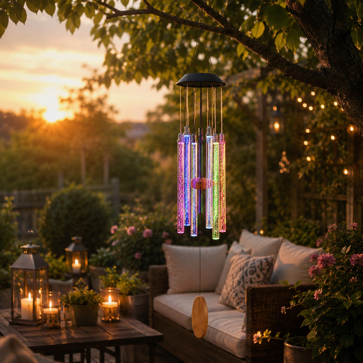 Solar Color-Changing Wind Chimes For Outdoor Garden Decor