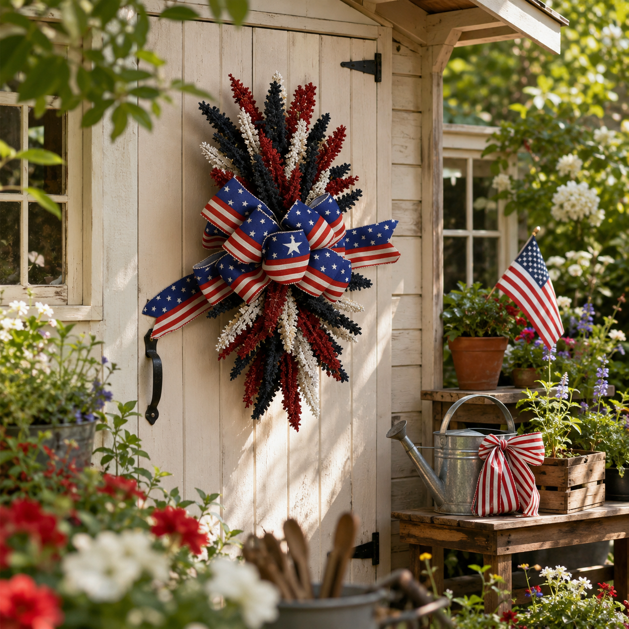 Stars & Stripes Patriotic Floral Wreath