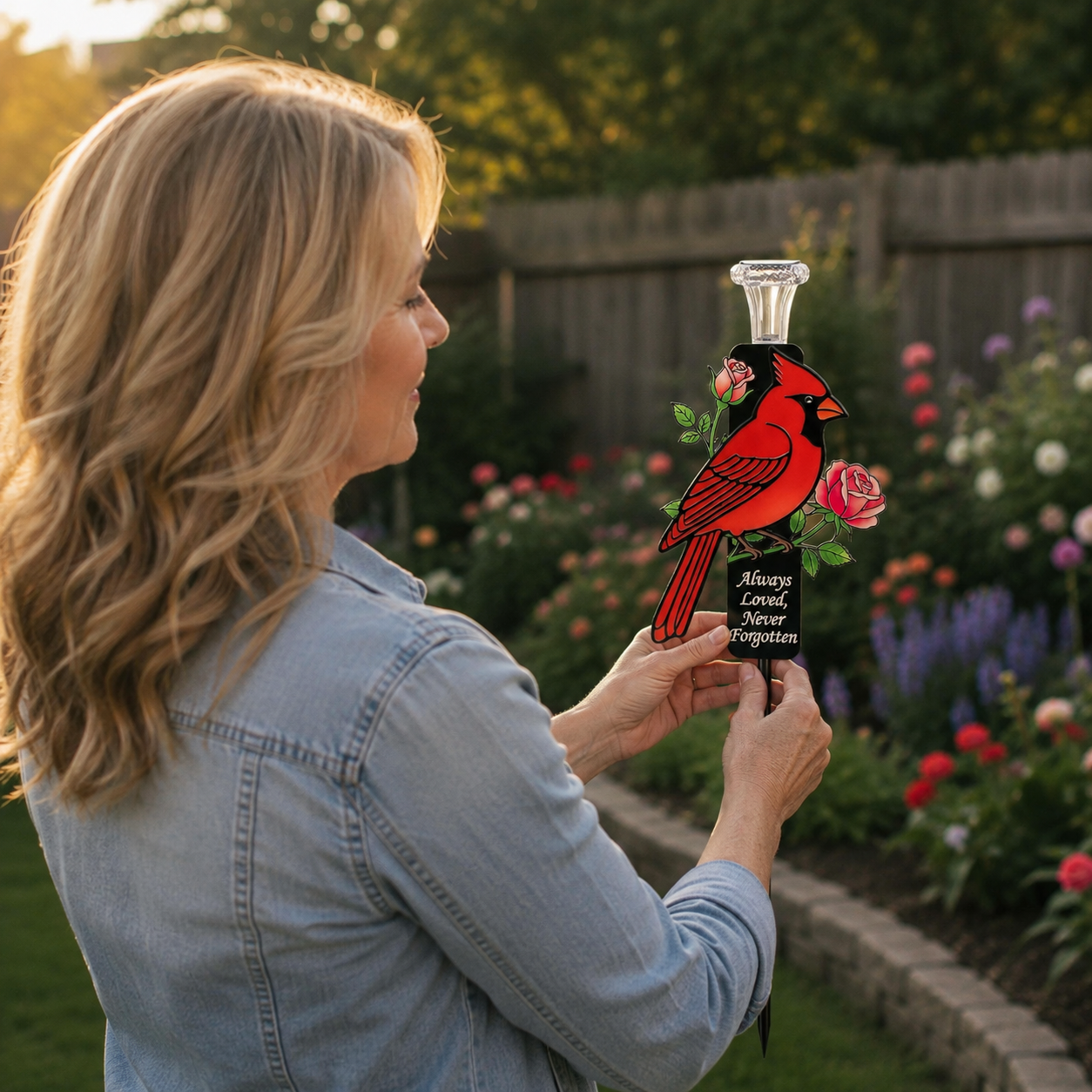Cardinal Memorial Solar Garden Stake Light