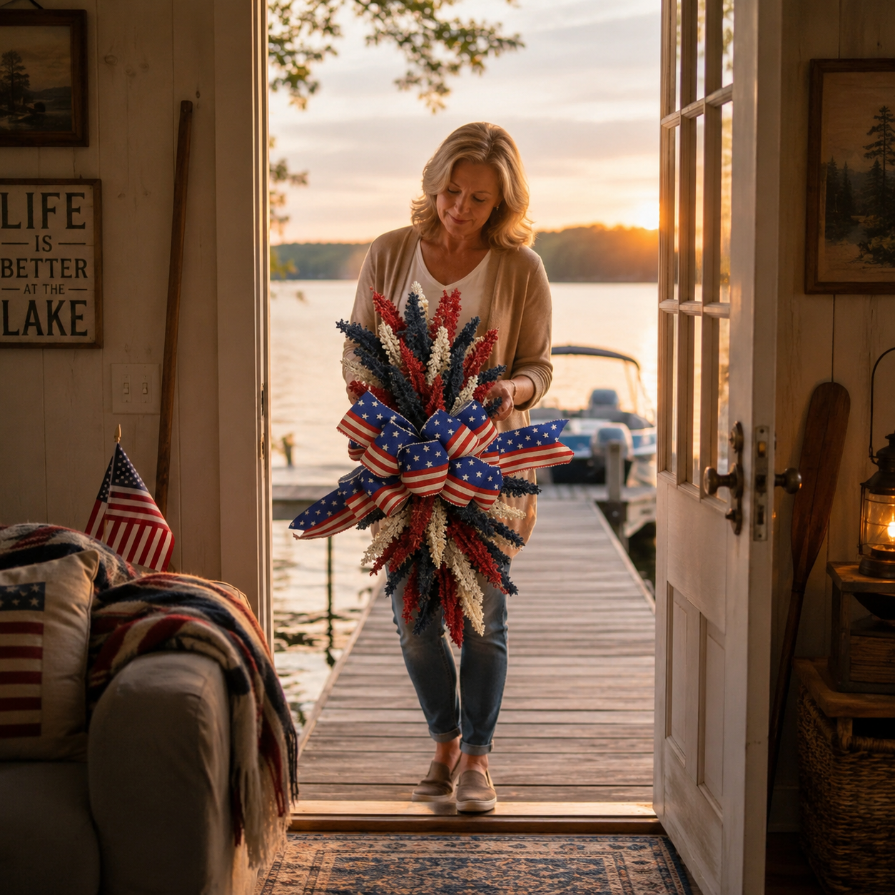 Stars & Stripes Patriotic Floral Wreath