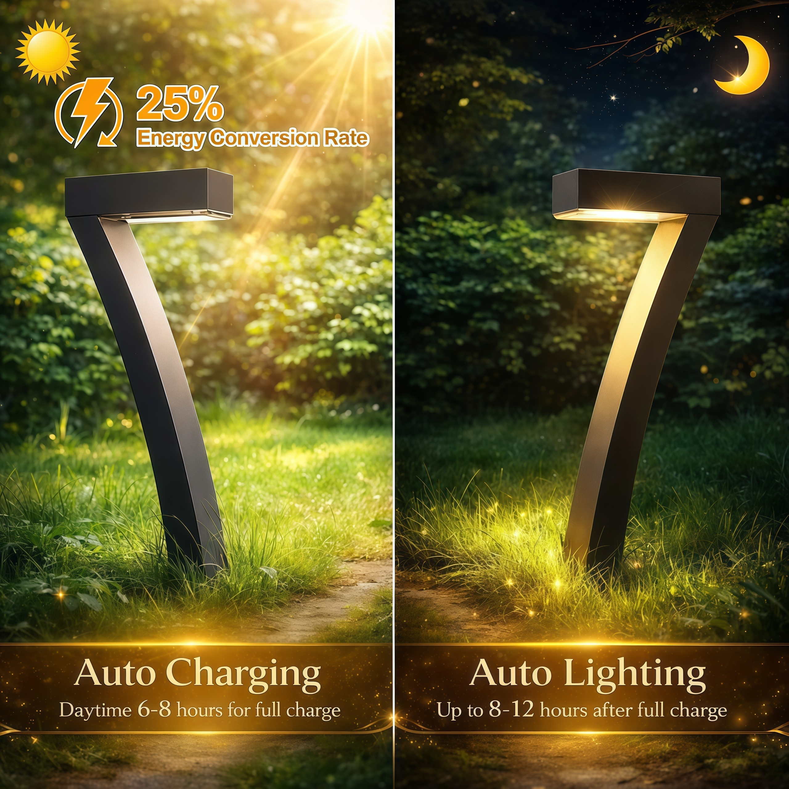 Modern “Z” Shape Solar LED Pathway Lights Warm White 2700K