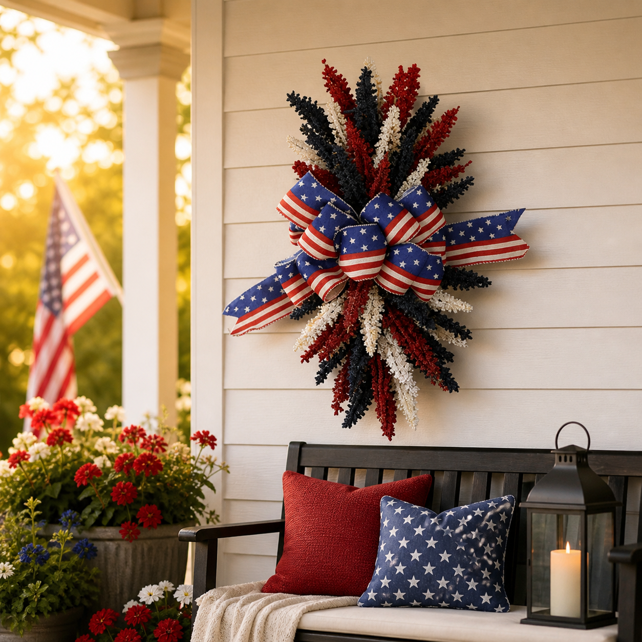 Stars & Stripes Patriotic Floral Wreath