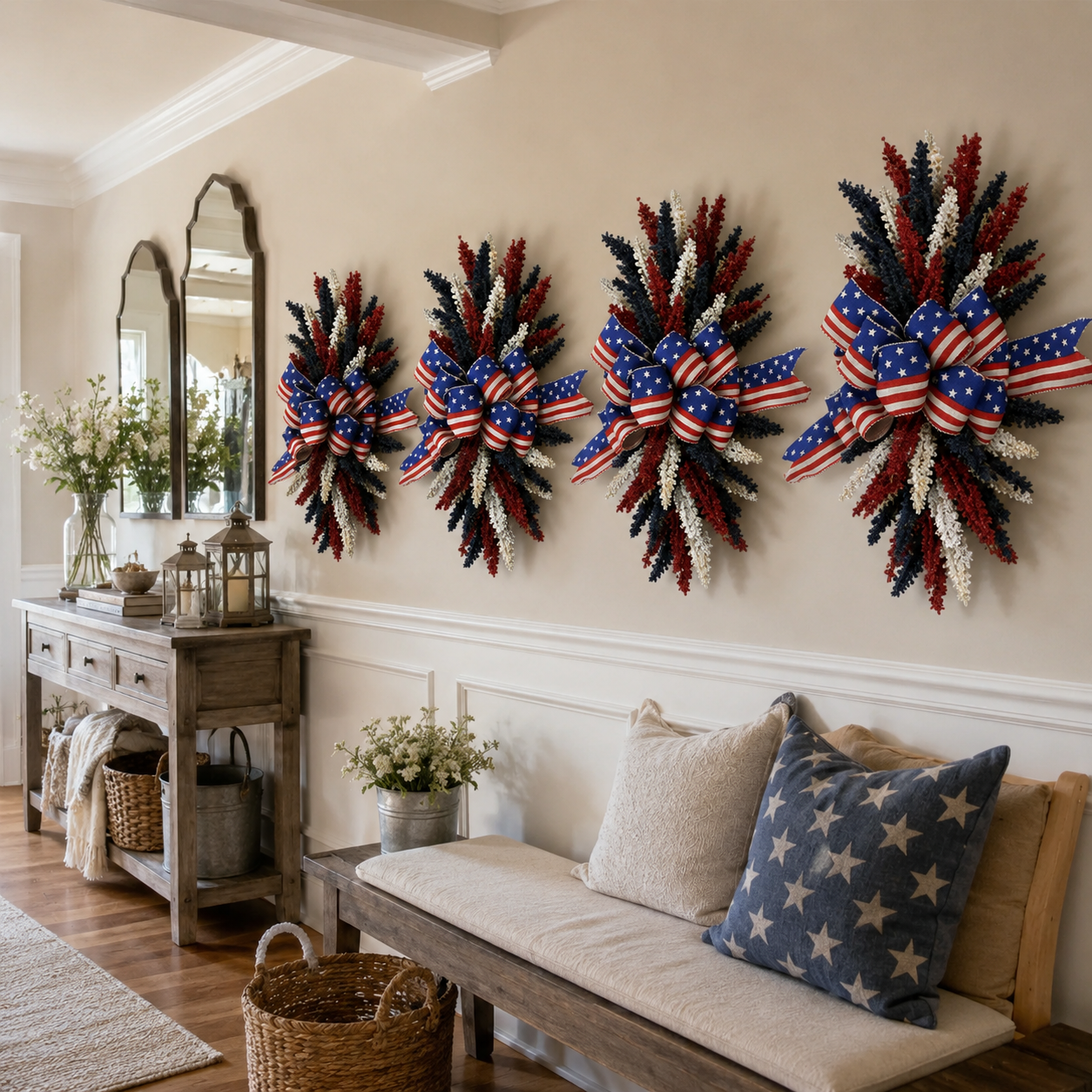 Stars & Stripes Patriotic Floral Wreath
