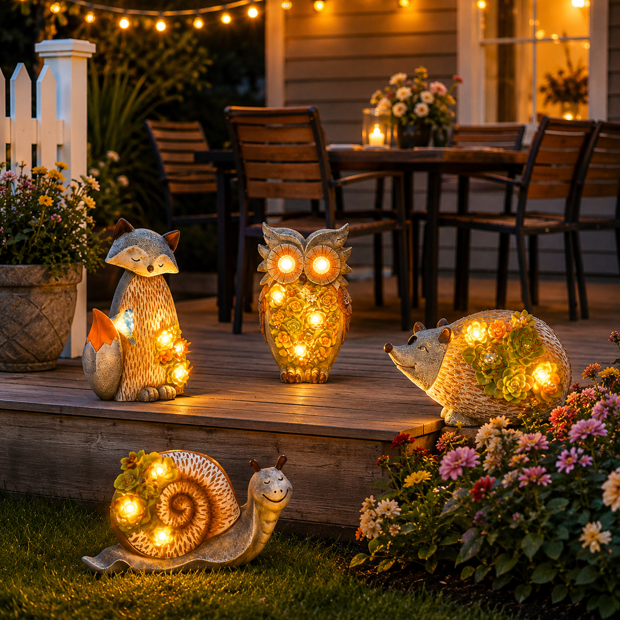 Solar Woodland Garden Figurine Lights