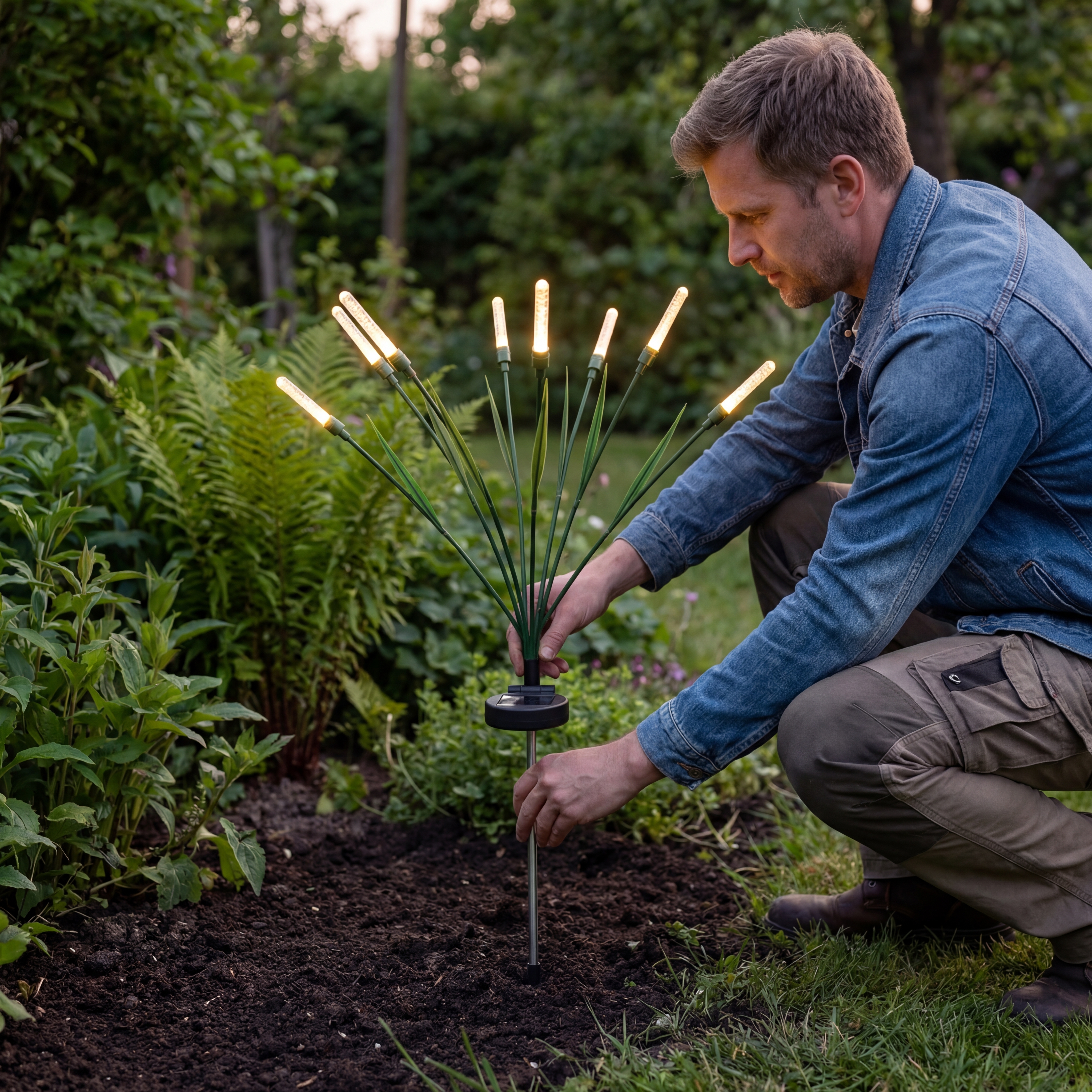 Solar Swaying Cattail Garden Lights