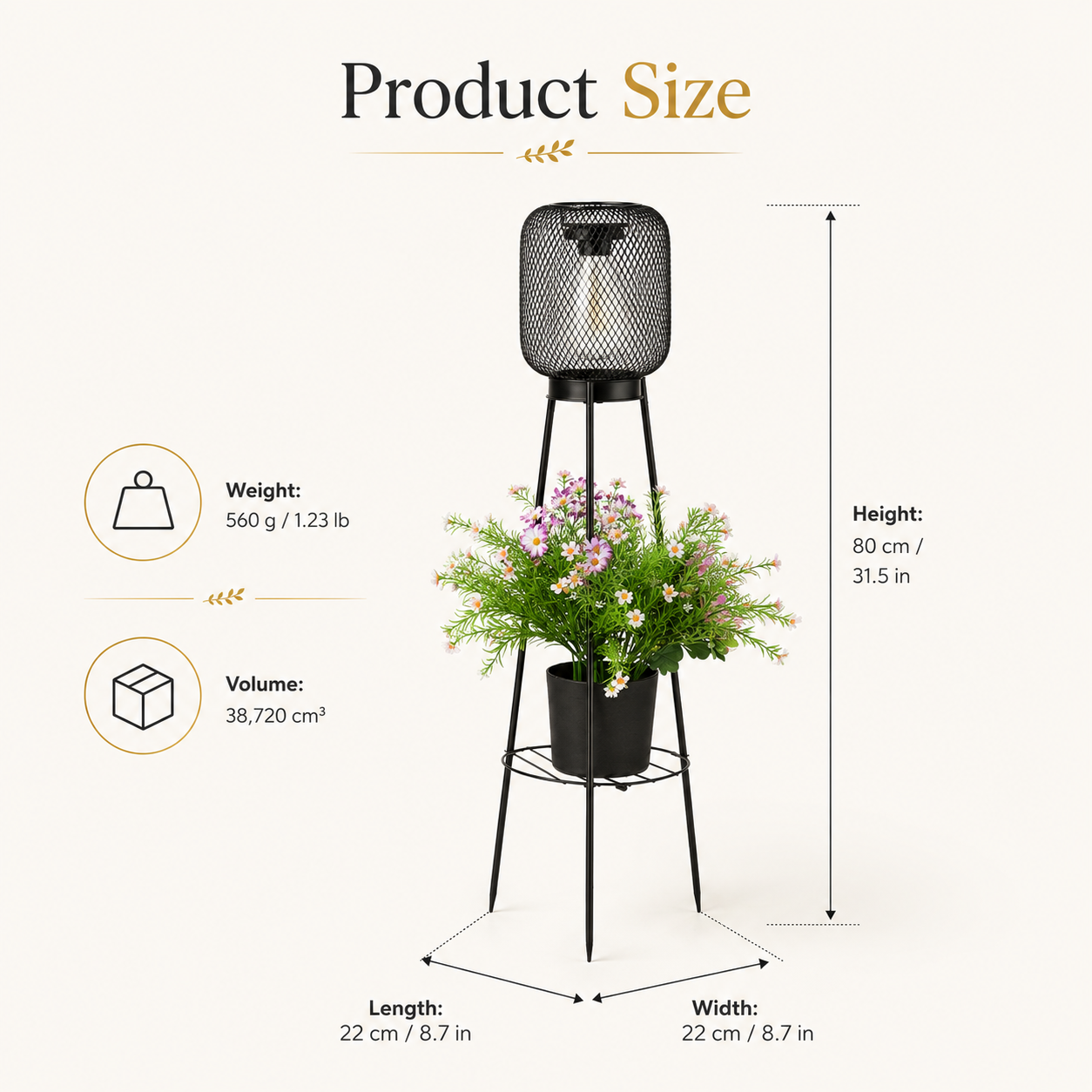 Solar Lantern Plant Stand