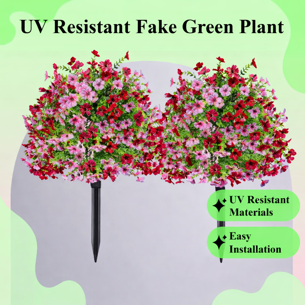 2Packs Outdoor Artificial Flower Ball Garden Stakes – Waterproof,Windproof,UV Resistant Outdoor Faux Floral Decor