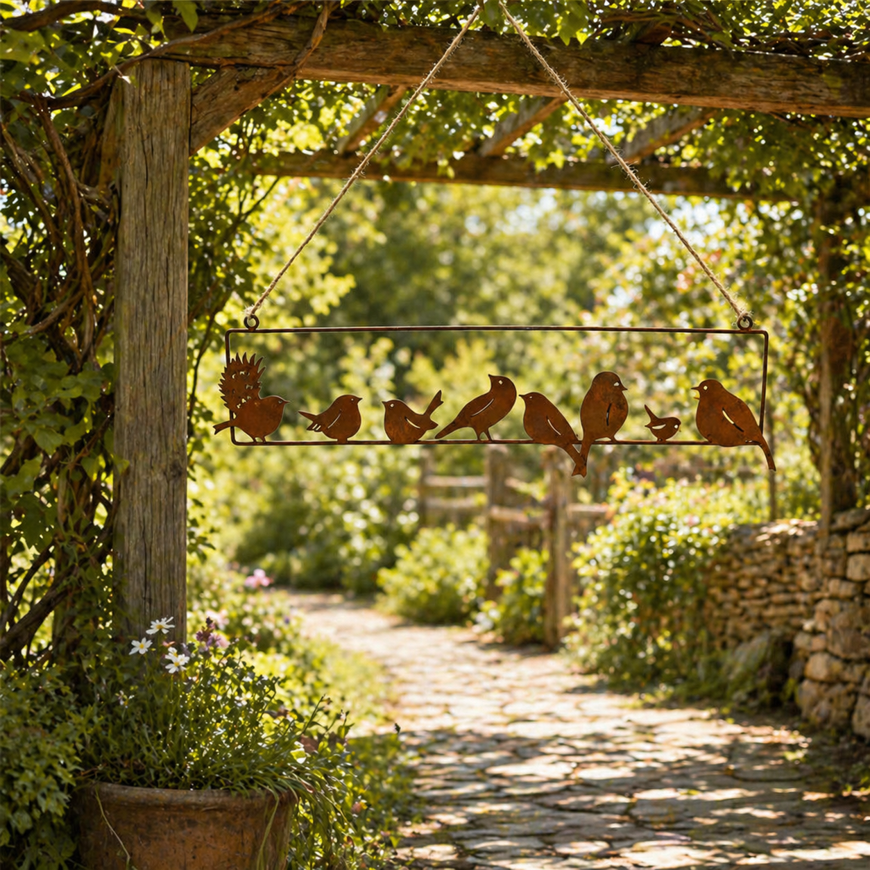 Rustic Hanging Bird Garden Decor