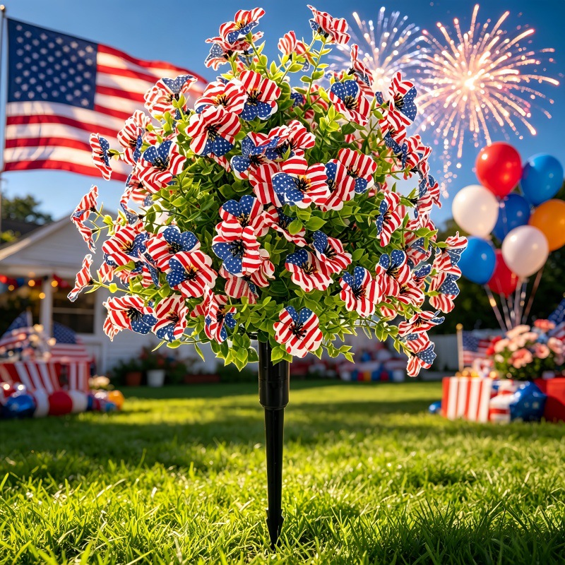 Stars & Stripes Patriotic Petunia Garden Stake