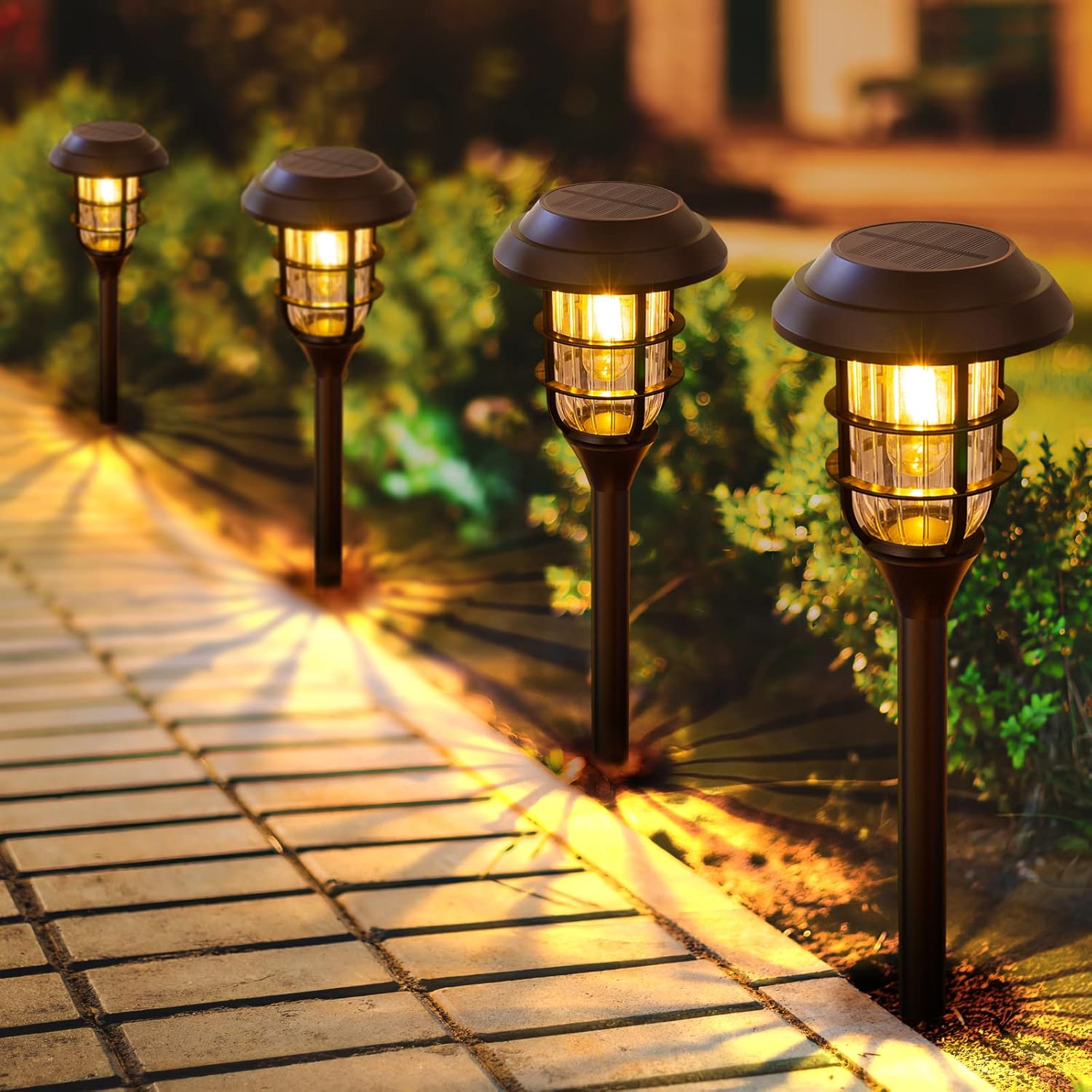 Warm Glow Solar Pathway Lights – Elegant Outdoor Garden Stake Lighting