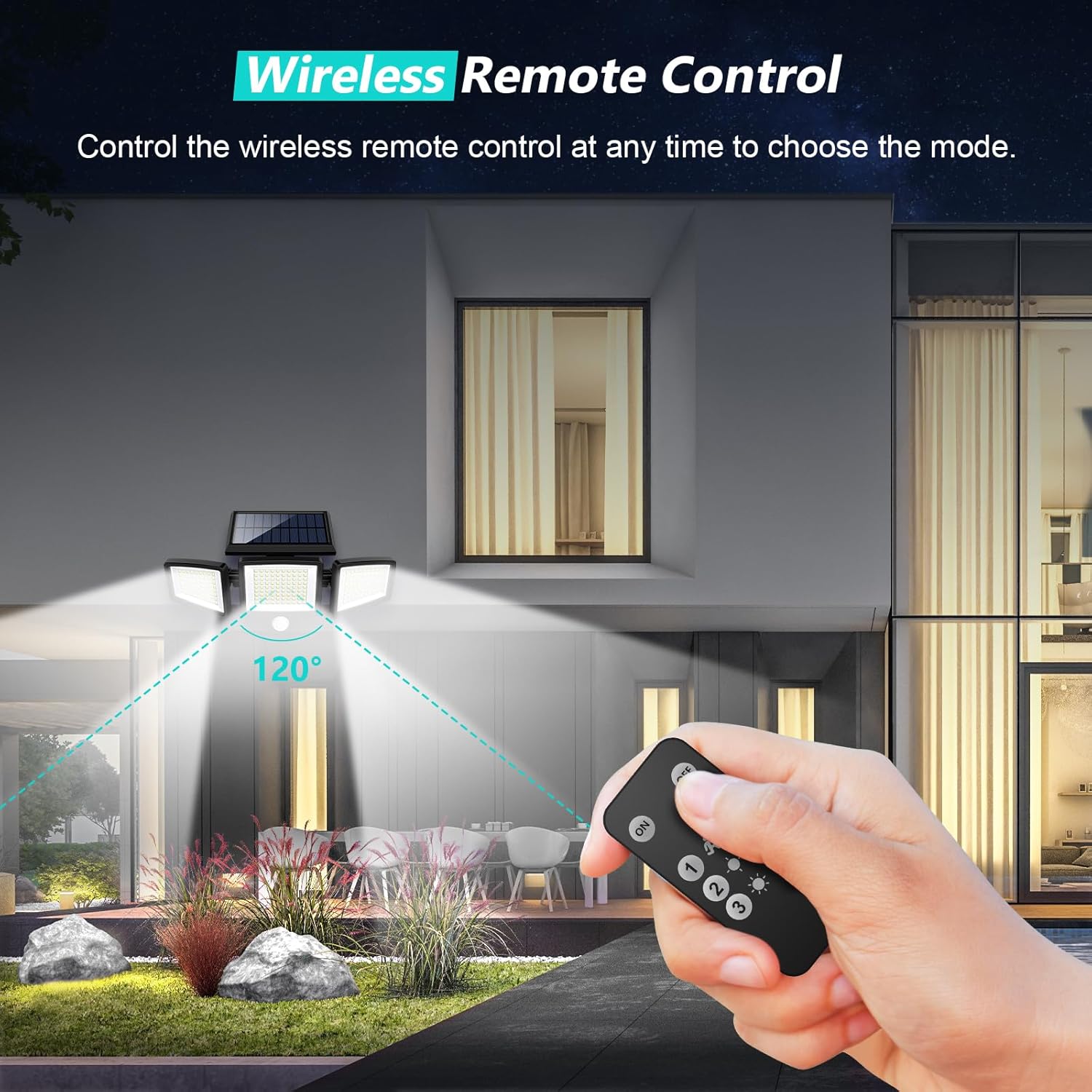 2500LM Solar Motion Sensor Security Flood Light With Remote Control