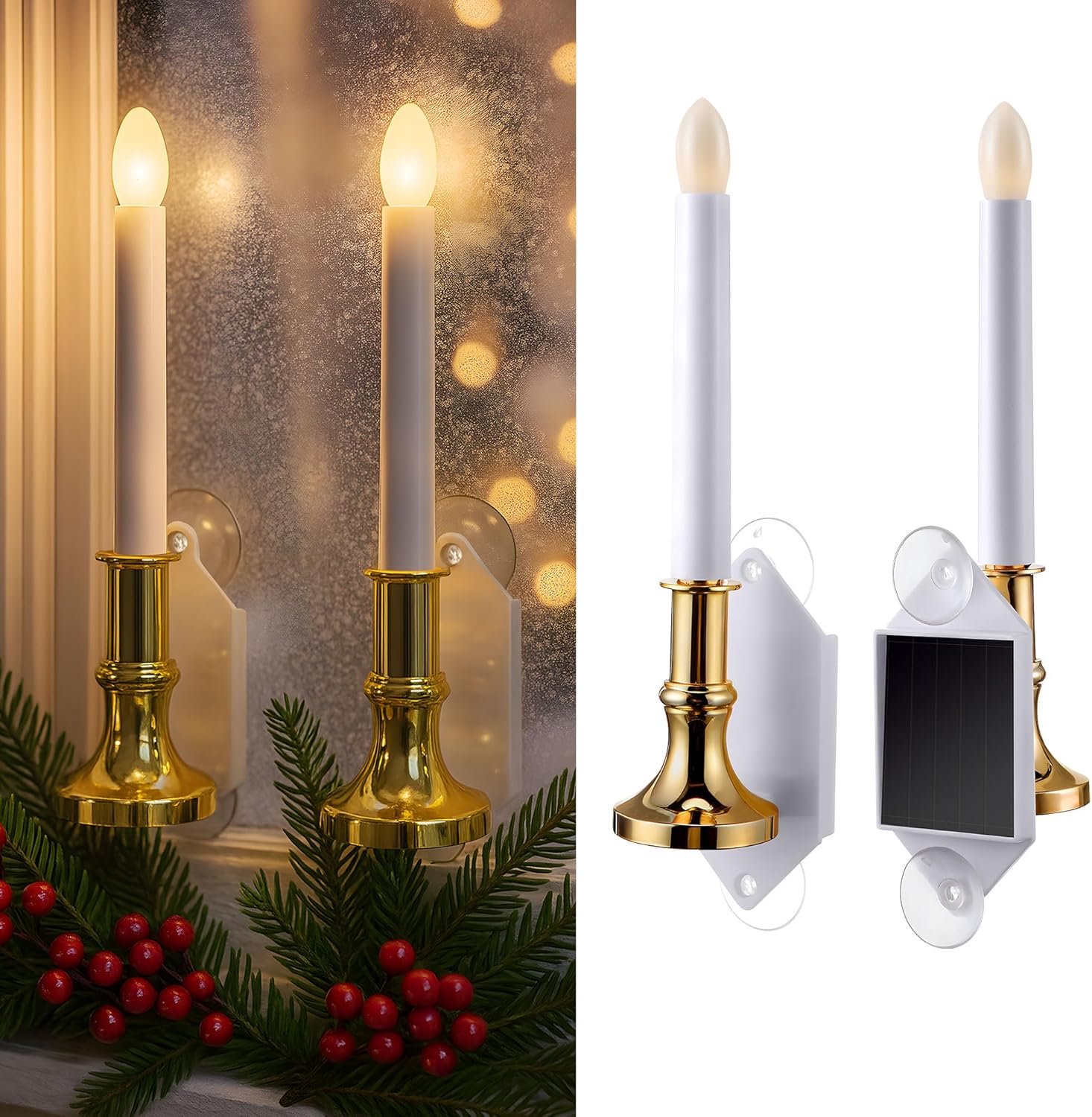 Solar Window Candle with Flickering Flame