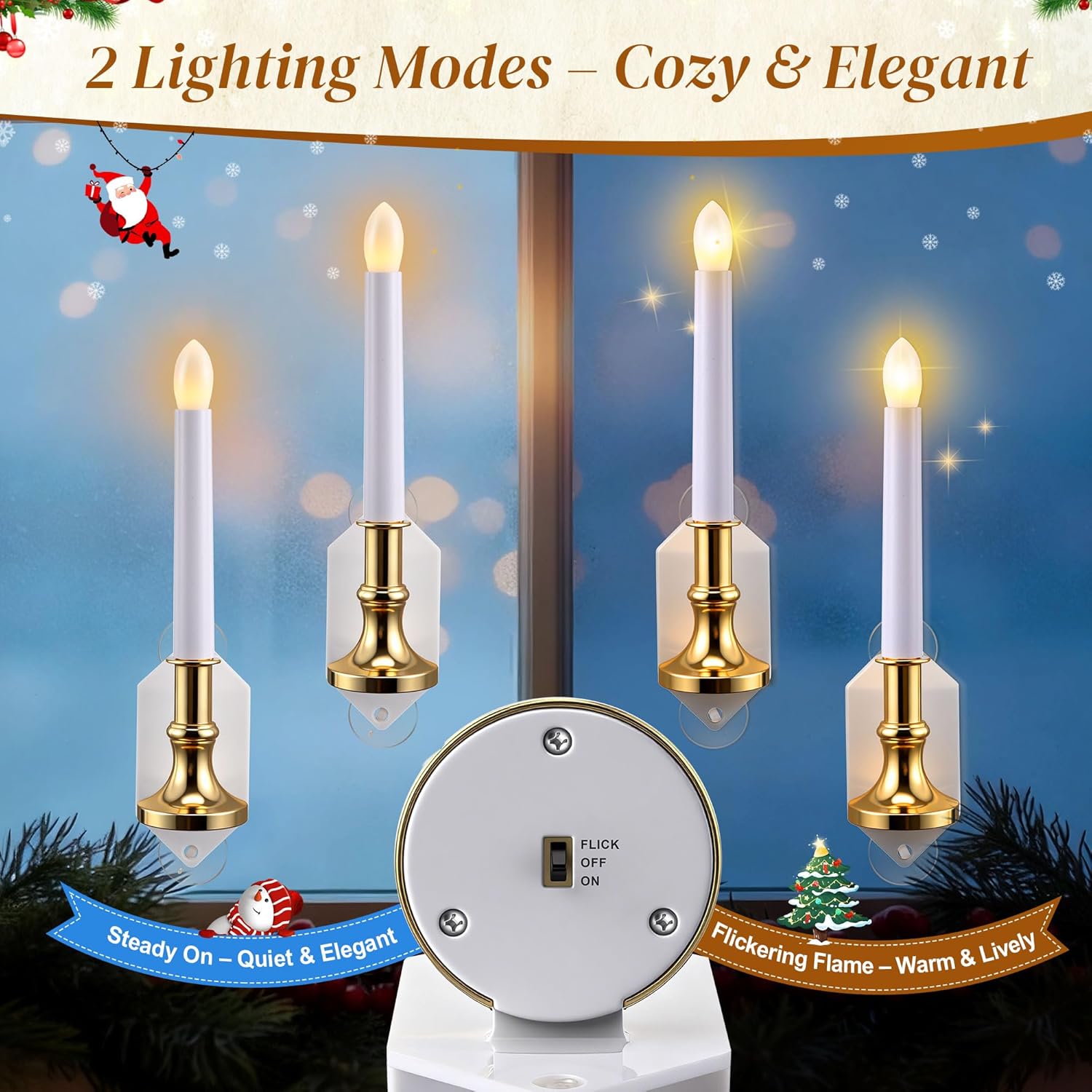 Solar Window Candle with Flickering Flame
