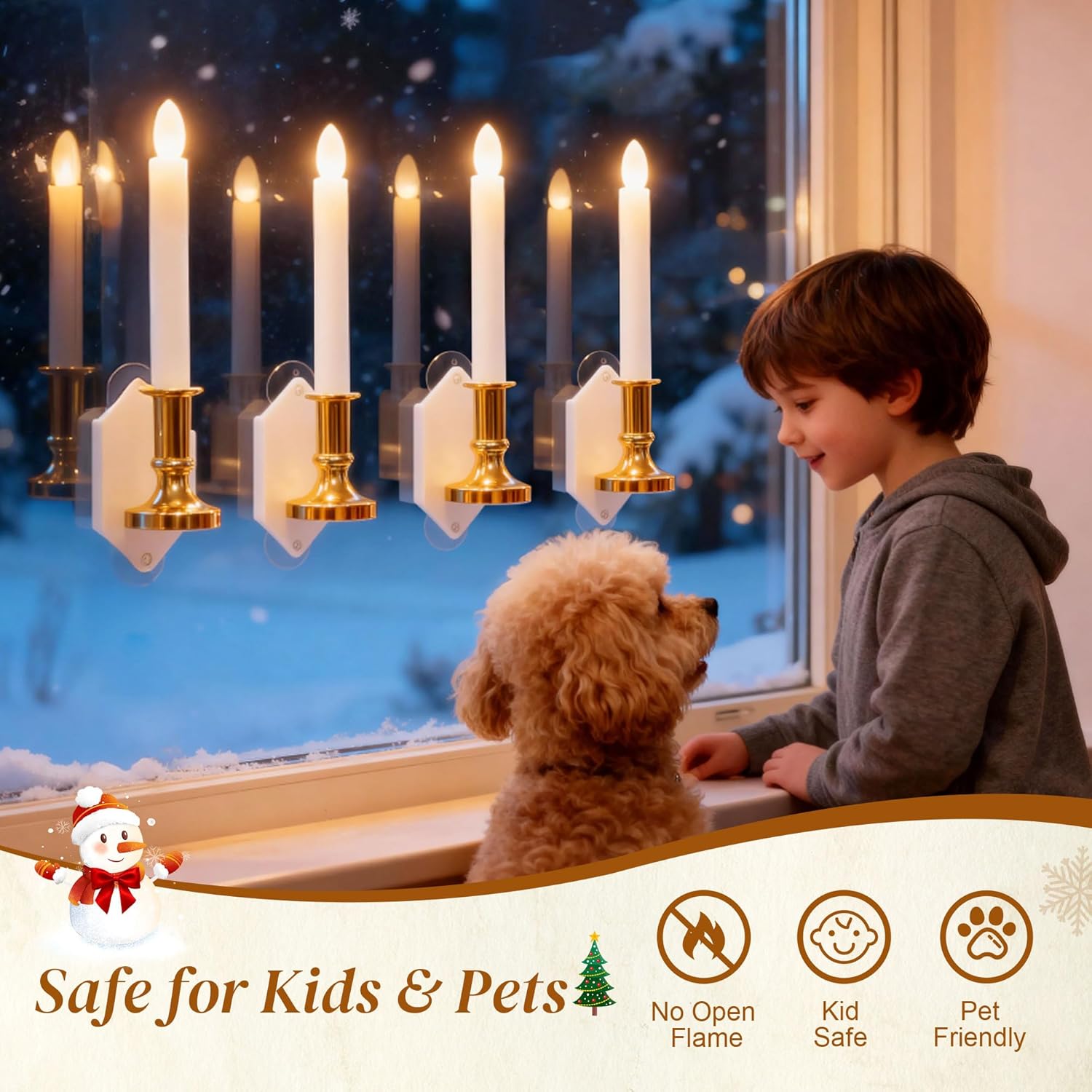 Solar Window Candle with Flickering Flame