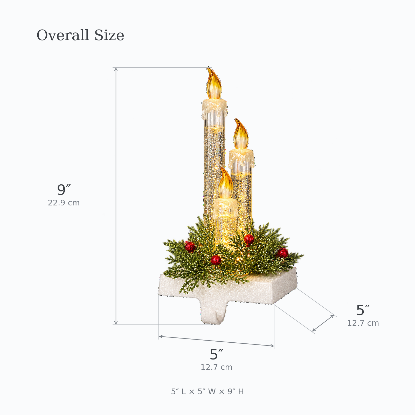 9" LED Lighted Candle Christmas Stocking Holder With Pine Sprigs