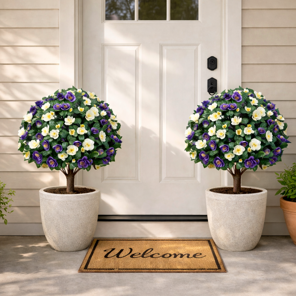 Lifelike Floral Topiary Tree