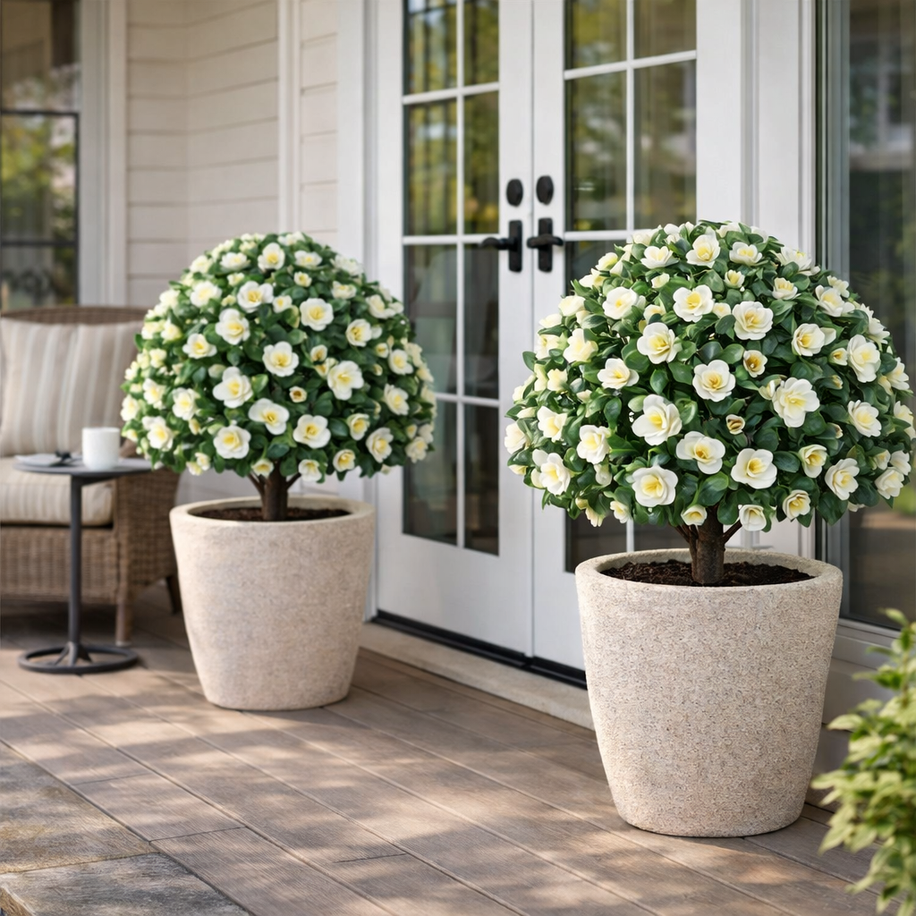 Lifelike Floral Topiary Tree