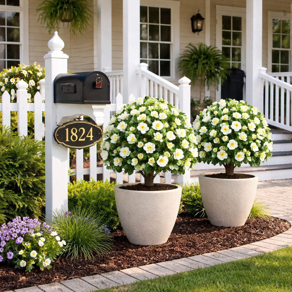Lifelike Floral Topiary Tree