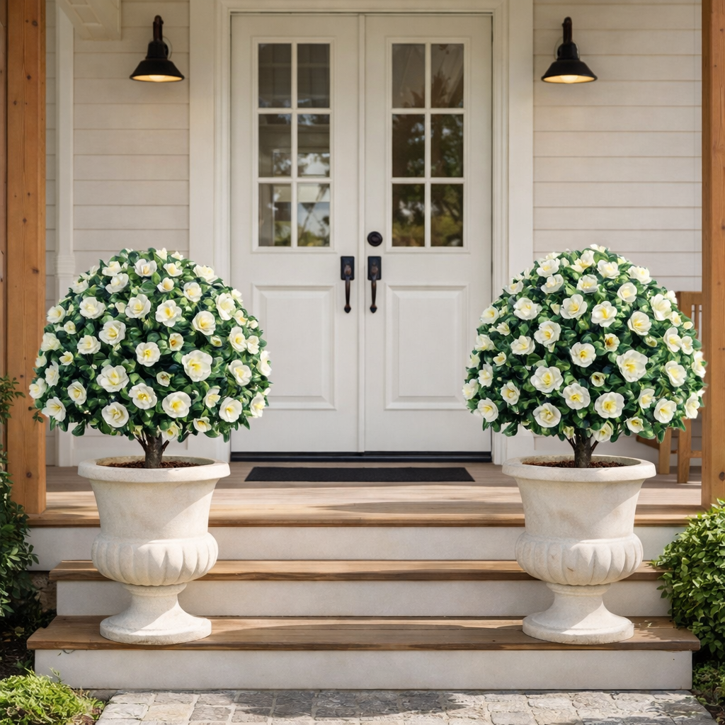 Lifelike Floral Topiary Tree