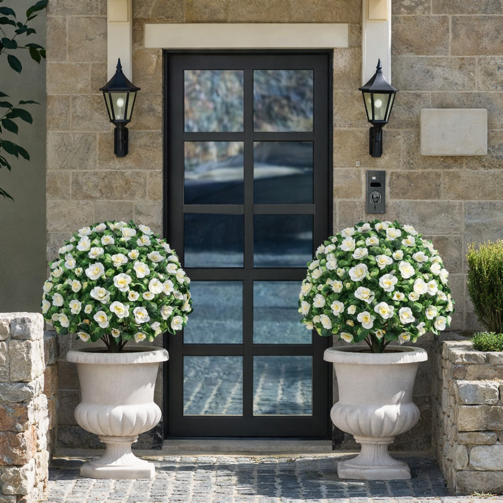 Lifelike Floral Topiary Tree