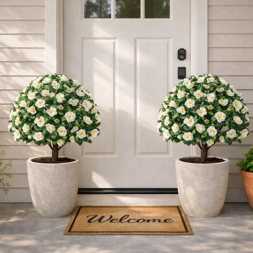 Lifelike Floral Topiary Tree