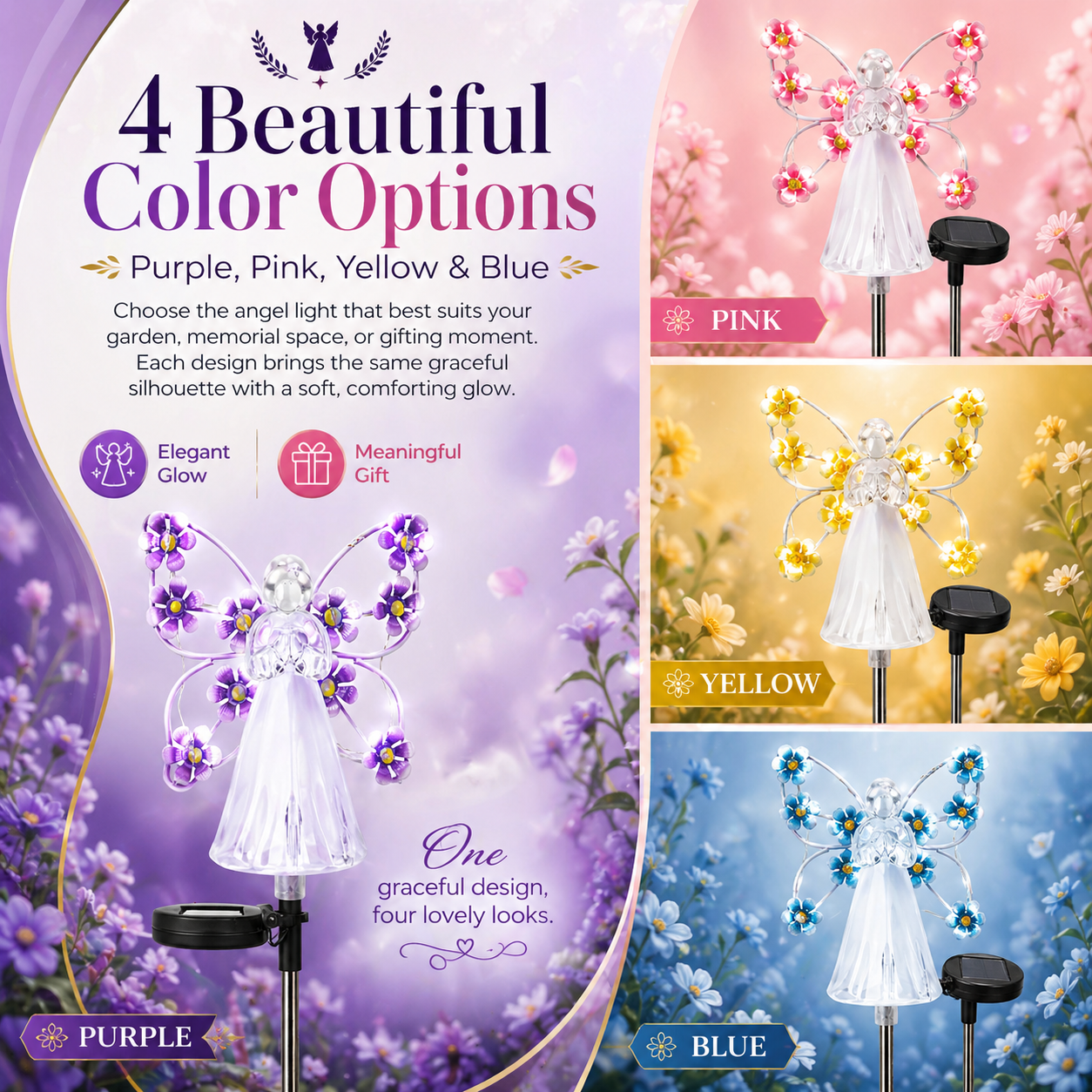 Eternal Bloom Angel Solar Garden Stake Light