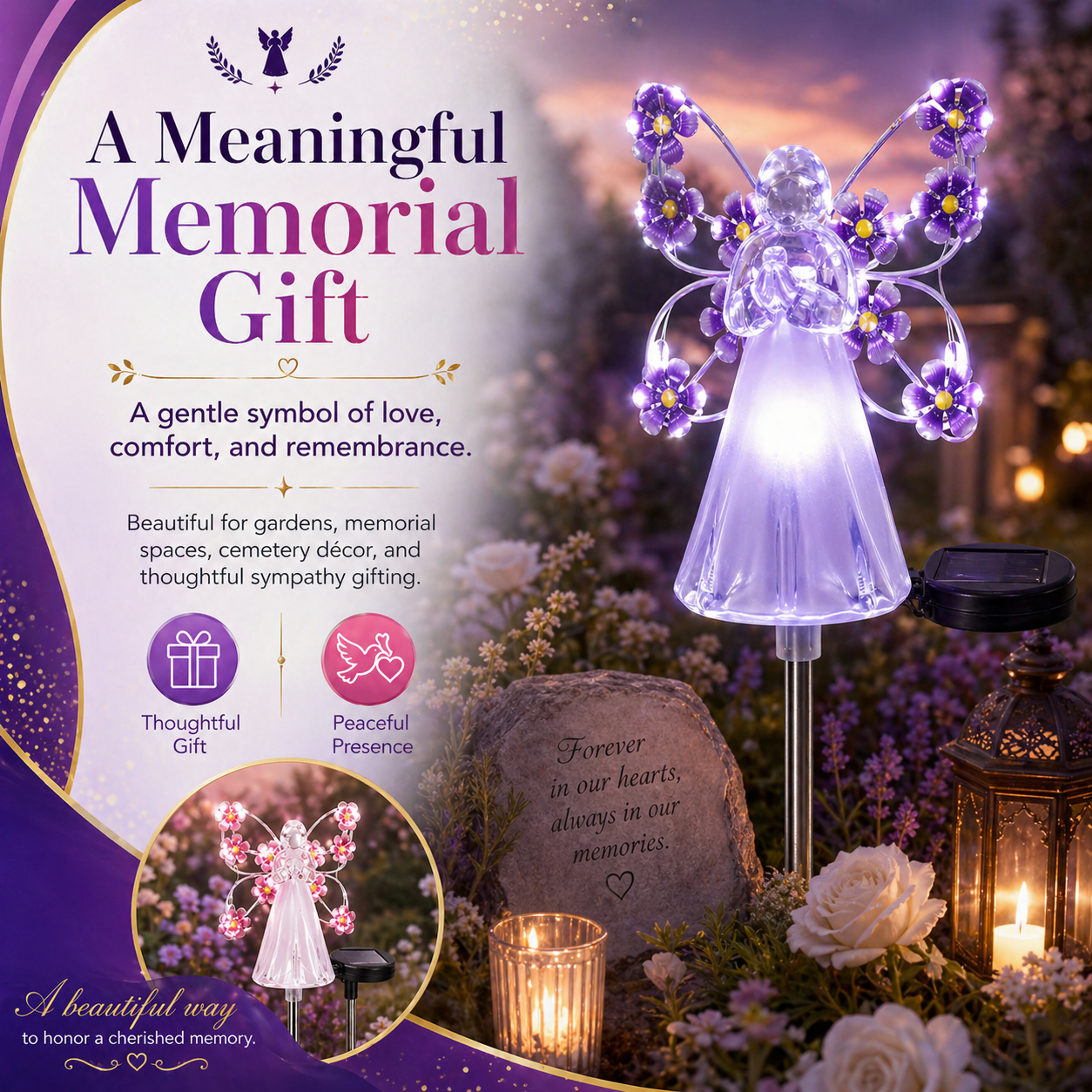 Eternal Bloom Angel Solar Garden Stake Light