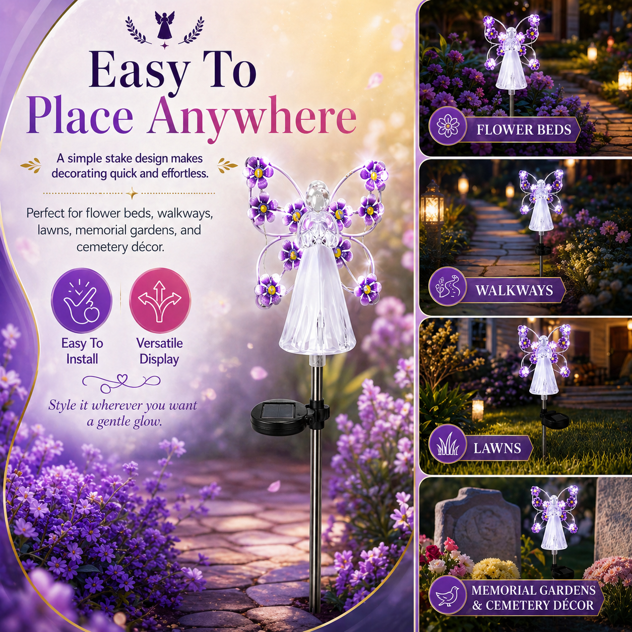 Eternal Bloom Angel Solar Garden Stake Light