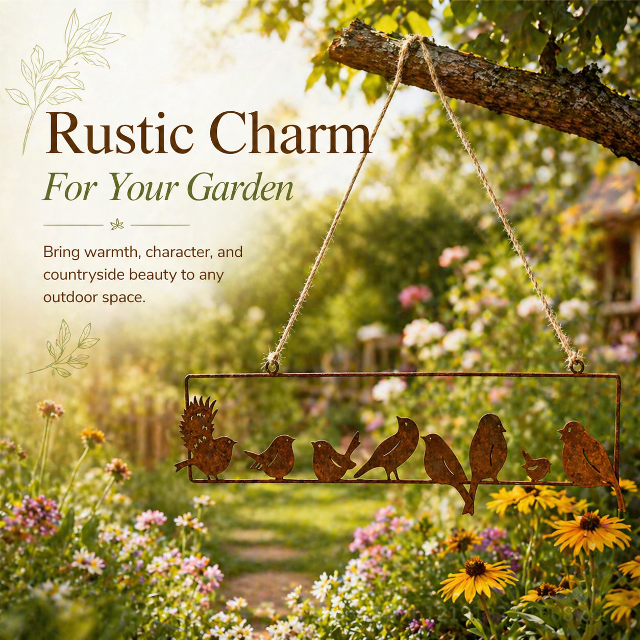 Rustic Hanging Bird Garden Decor
