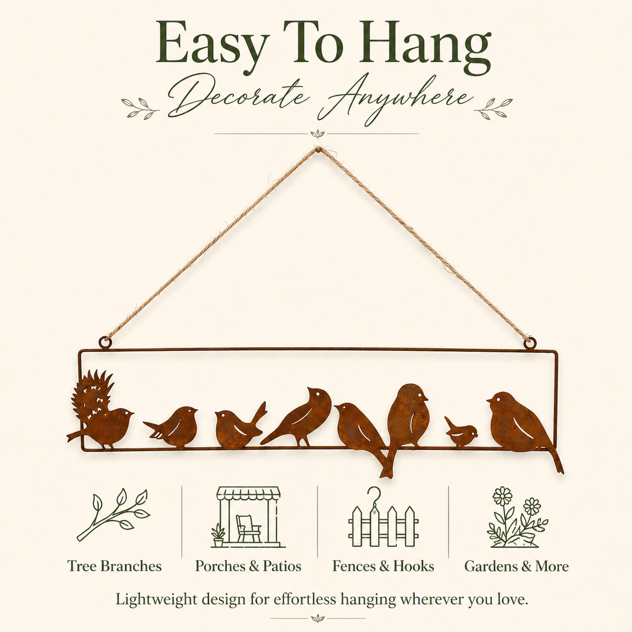 Rustic Hanging Bird Garden Decor