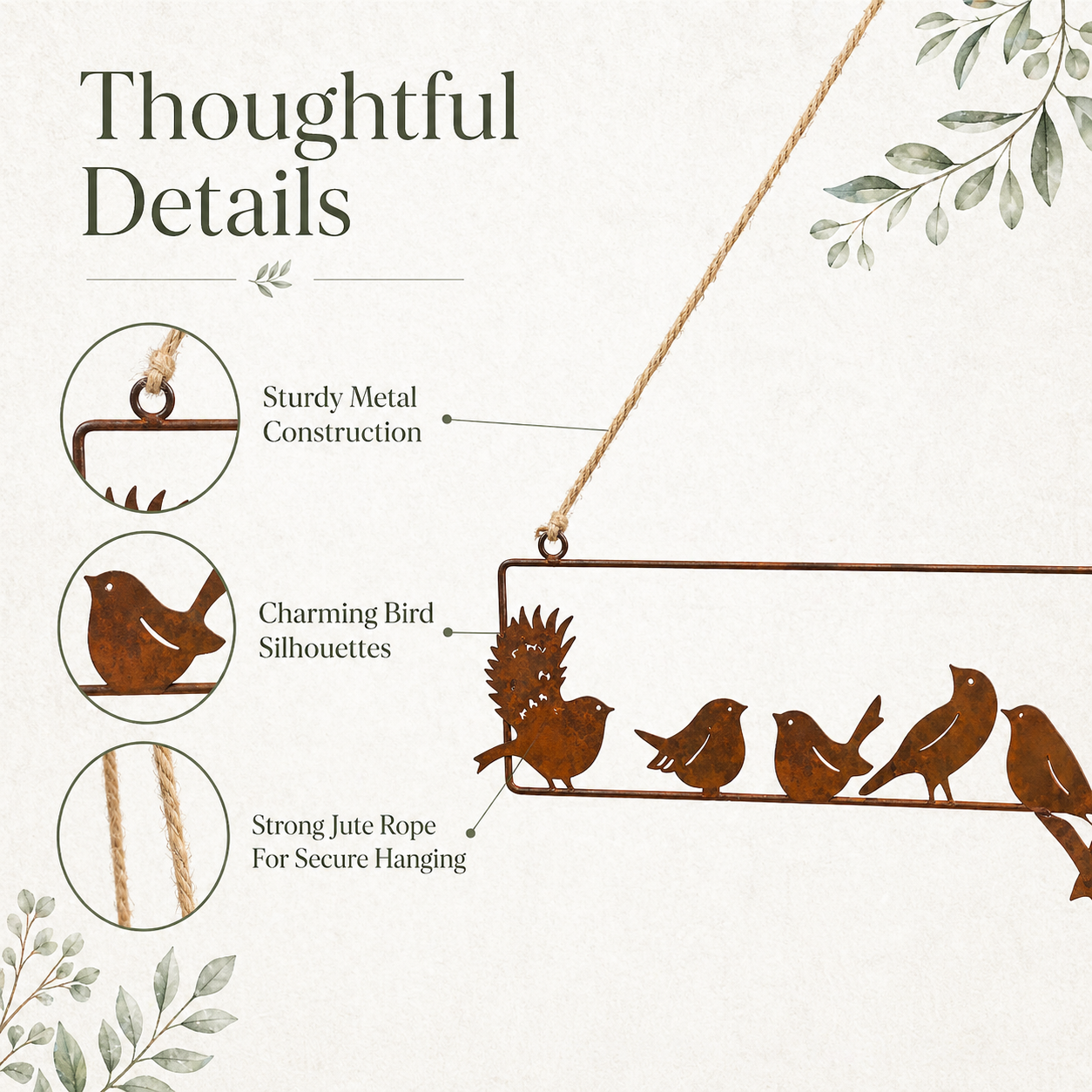 Rustic Hanging Bird Garden Decor